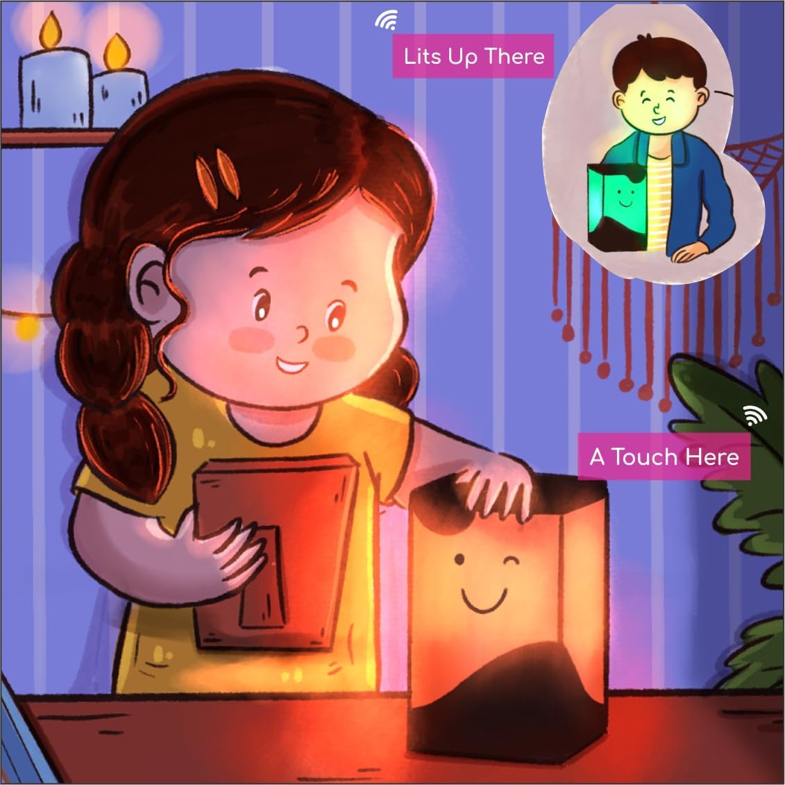 Telepathy® Toddlers Friendship Lamp® - Set of 4 WiFi Connected Long Distance Touch Lamps for Kids | Perfect for Bedrooms, Nursery Decor & Long-Distance Connection Between Loved Ones