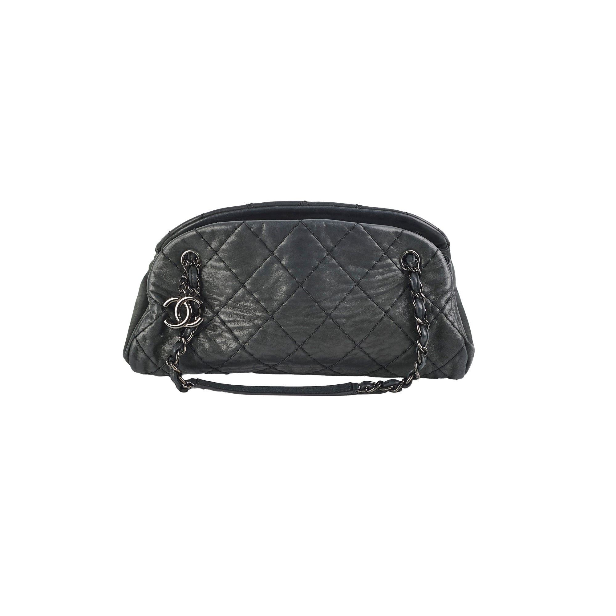 Chanel Black Quilted Leather Bowling Bag for Women - Luxury Designer Handbag for Casual Outings & Travel