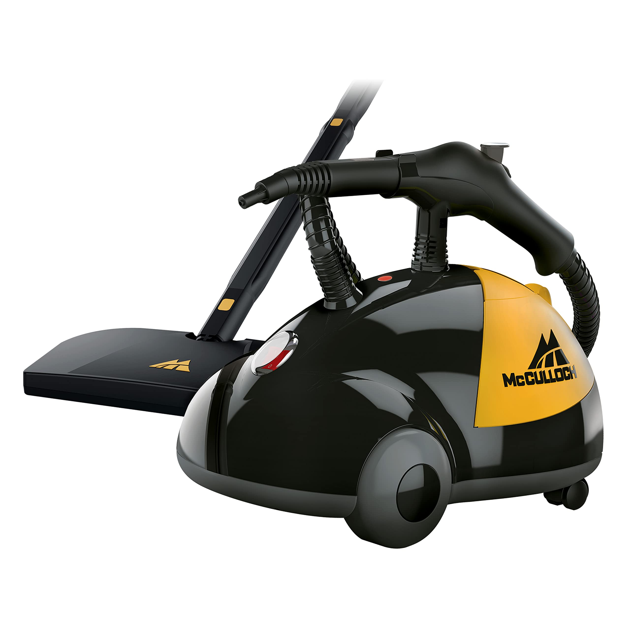 McCulloch MC1275 Heavy-Duty Steam Cleaner with 18 Accessories | 20ft Extra-Long Power Cord | Chemical-Free Pressurized Cleaning for Floors, Counters, Appliances | Multi-Surface Cleaner for Home, Kitchen, Bathroom, Windows & Car Detailing | Yellow/Grey