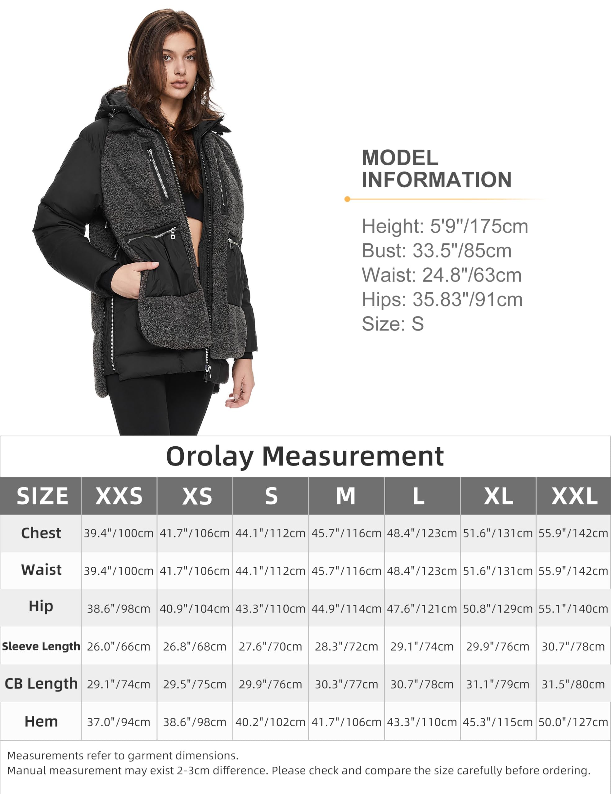 Orolay Women's Thickened Winter Down Coat - Windproof Hooded Puffer Jacket with 6 Pockets for Outdoor Activities, Skiing & Cold Weather Protection