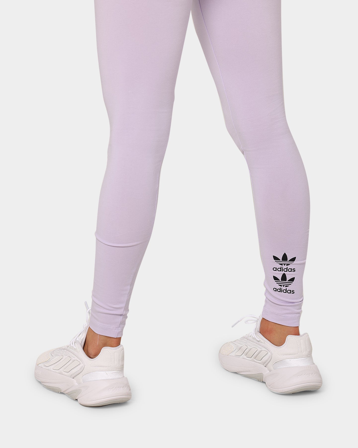 Adidas Women's Logo Play Leggings - Purple Printed Workout Leggings for Running, Yoga & Gym - High Waisted Athletic Tights for Women