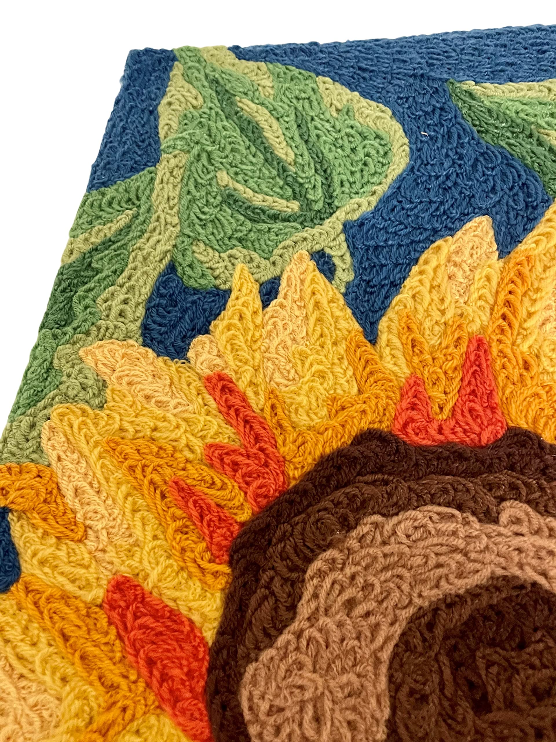 Bold Sunflower Jellybean Accent Rug - Floral Non-Slip Doormat 20x30 Inches for Entryway, Kitchen, or Bathroom Decor