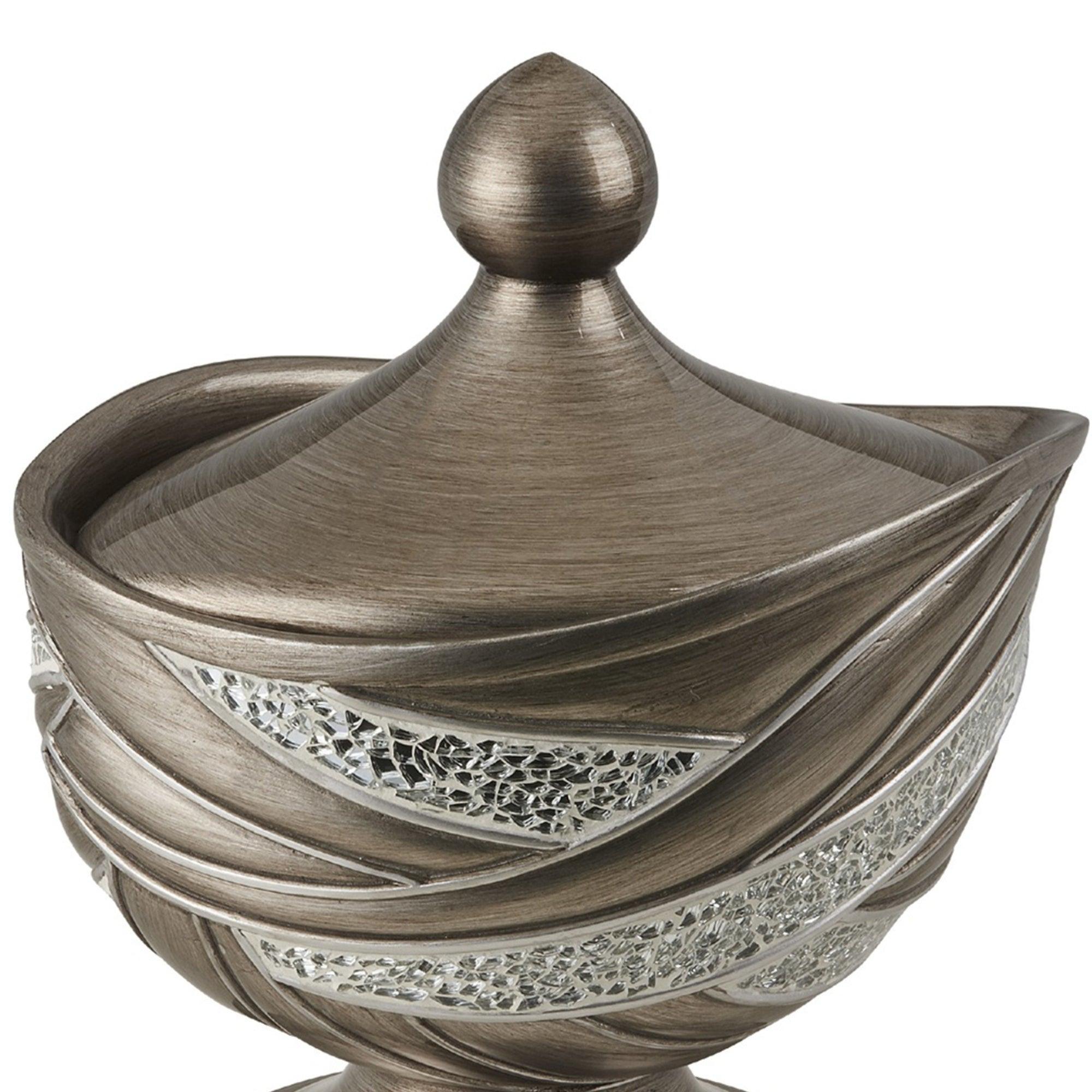10.5 Inch Tall Polyresin Decorative Jewelry Box with Silver Swirl Pattern - Baroque Style Jewelry Storage Organizer for Necklaces, Rings & Earrings - Perfect for Vanity, Dresser or Gift Giving