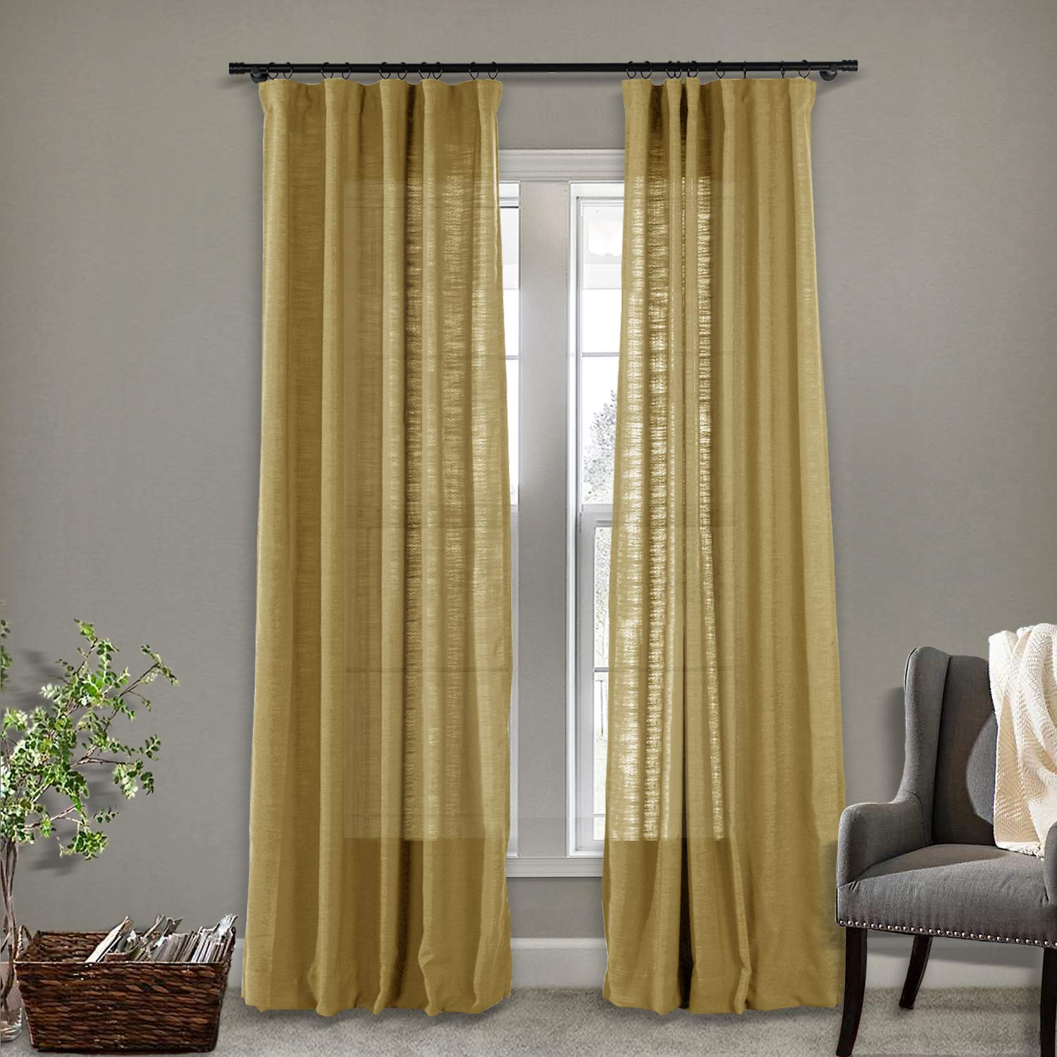 Thermal Insulated Extra Wide Linen Curtains - 120