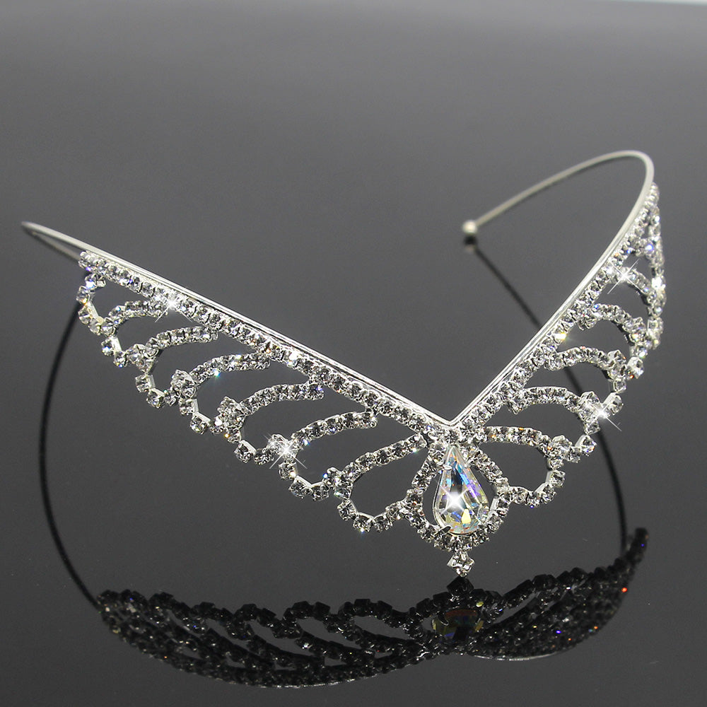 Winsome Divine Drooping Tiara - Elegant Crystal Bridal Headpiece for Weddings, Prom & Special Occasions