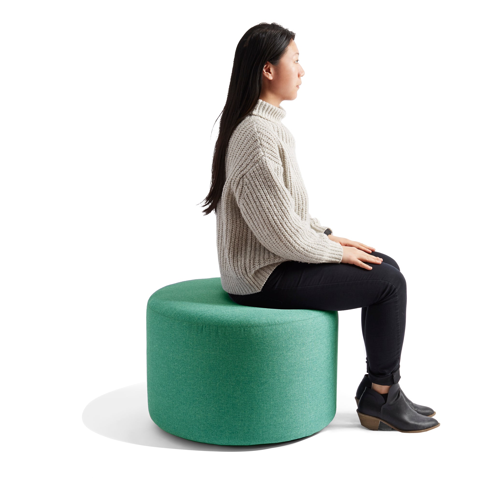 Round Ottoman Pouf for Living Room - 24 Inch Block Party Lounge Footstool, Extra Seating & Stylish Home Decor for Parties, Relaxation & Small Spaces