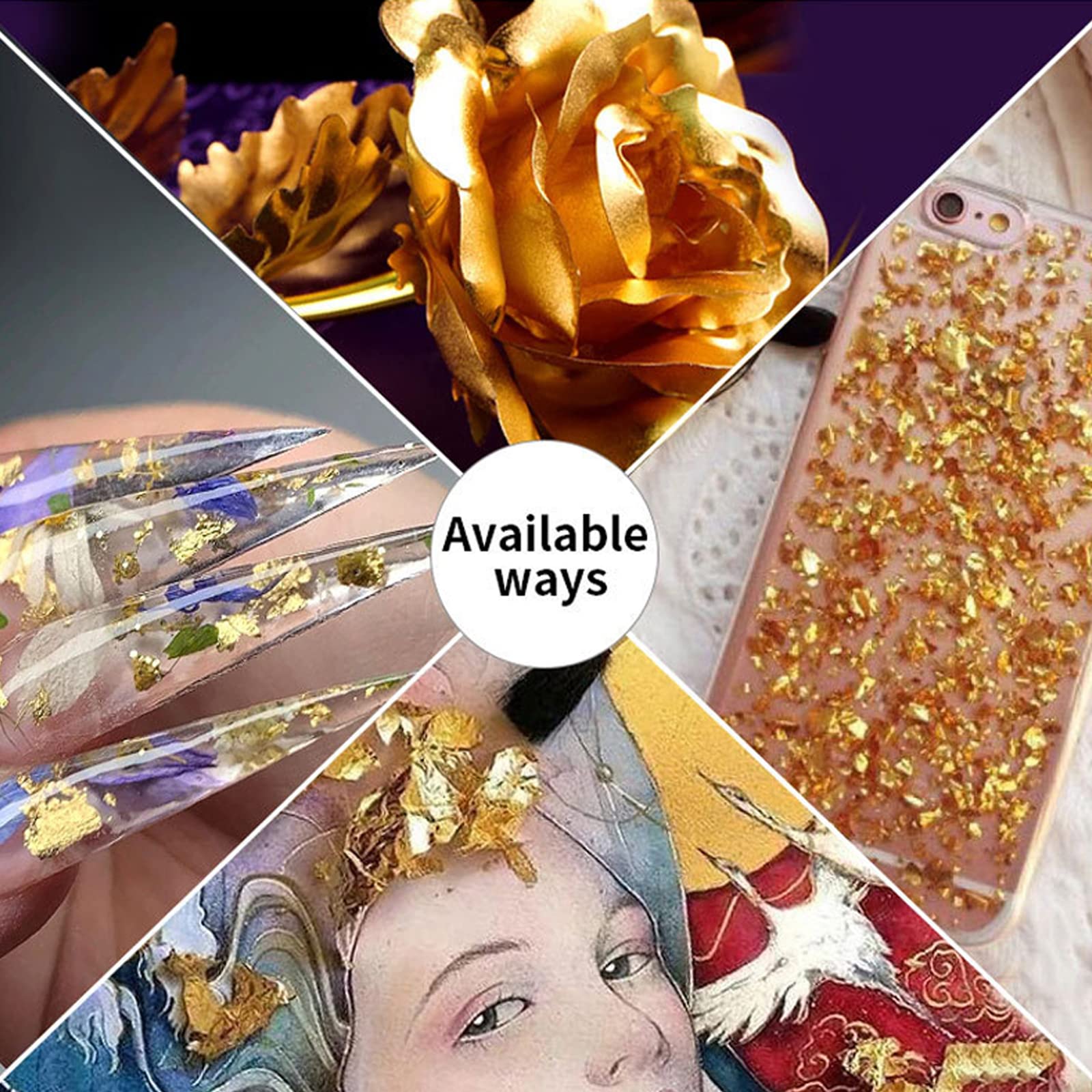 6 Grids Gold Silver Nail Foils - Shining Nail Glitter Flakes & Sequins Stickers for Nail Art | DIY Manicure, Salon Professional Nail Design Accessories