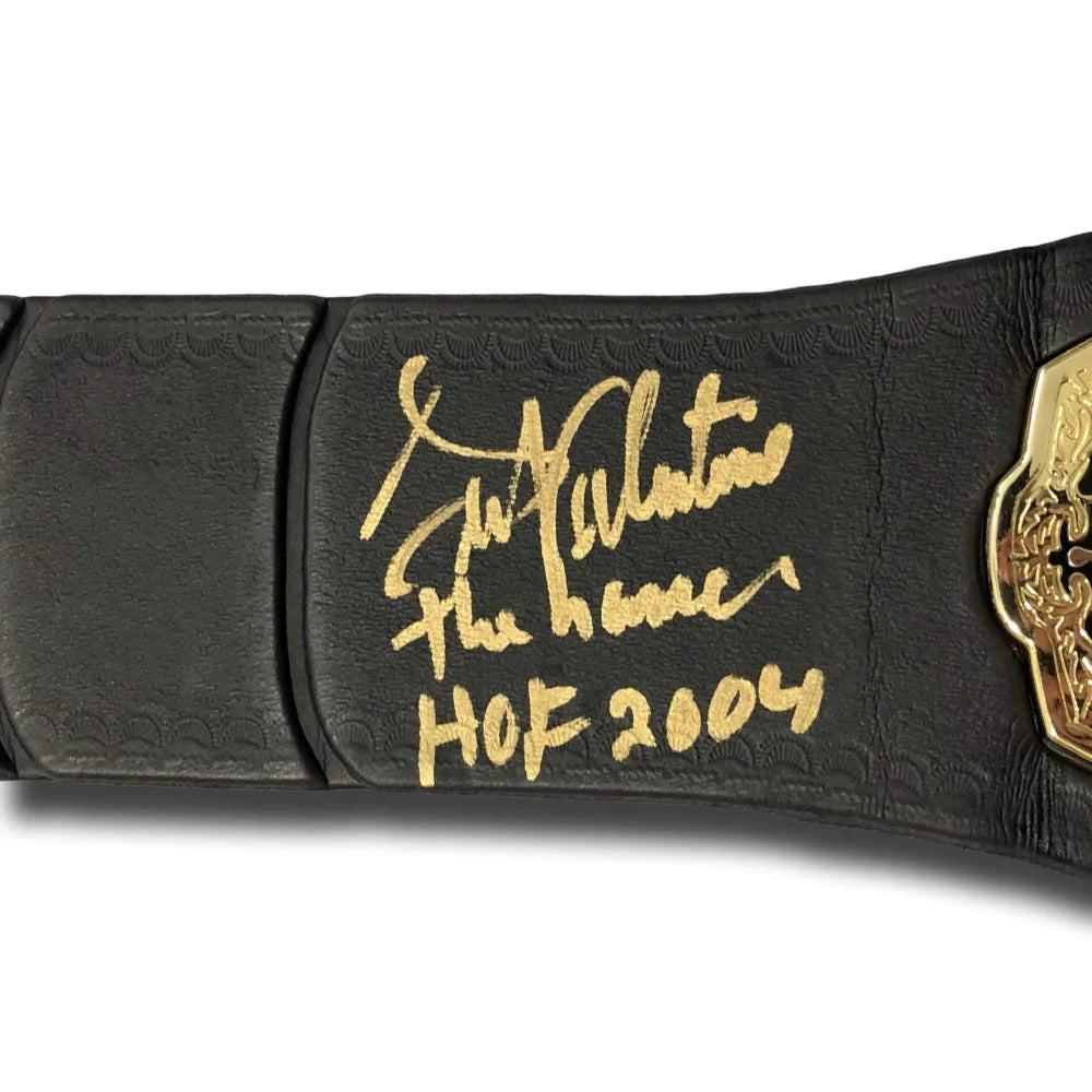 Brutus The Barber Beefcake & Greg Valentine Dual Signed WWE Replica Championship Belt with PSA/DNA COA - WWF Wrestling Collectible for Display & Fan Memorabilia