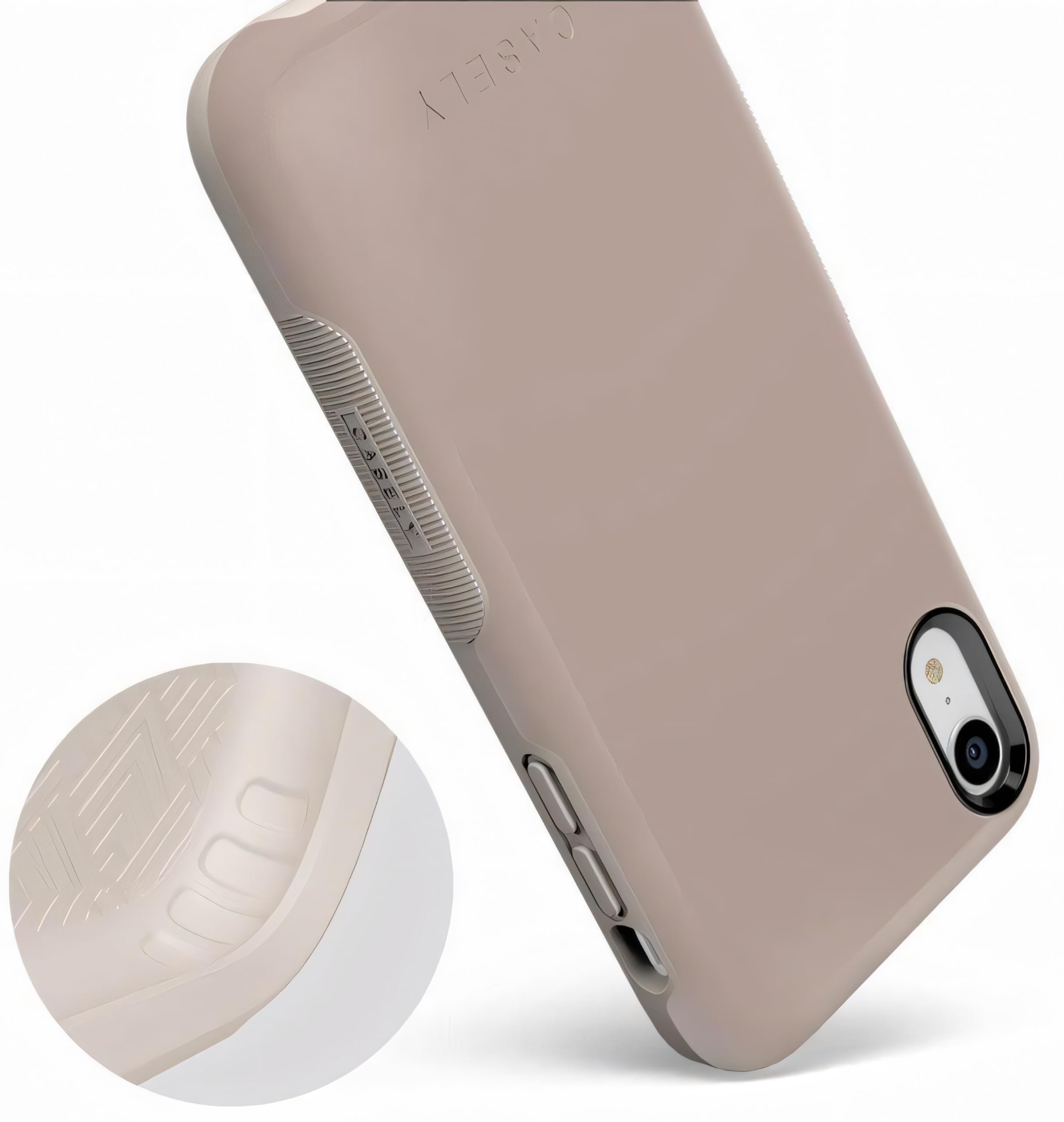 Casely iPhone XR Case - Taupe on Nude Solid Beige Aesthetic Cream Phone Cover | Slim Protective Shockproof Case for Women & Men | Perfect for Work, Travel & Everyday Use