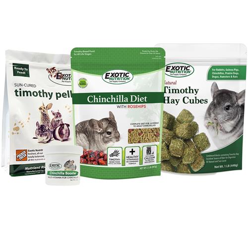 Premium Chinchilla Food Starter Kit - High-Quality Pellets, Hay & Treats for Healthy Chinchillas - Perfect for New Pet Owners & Small Animal Care