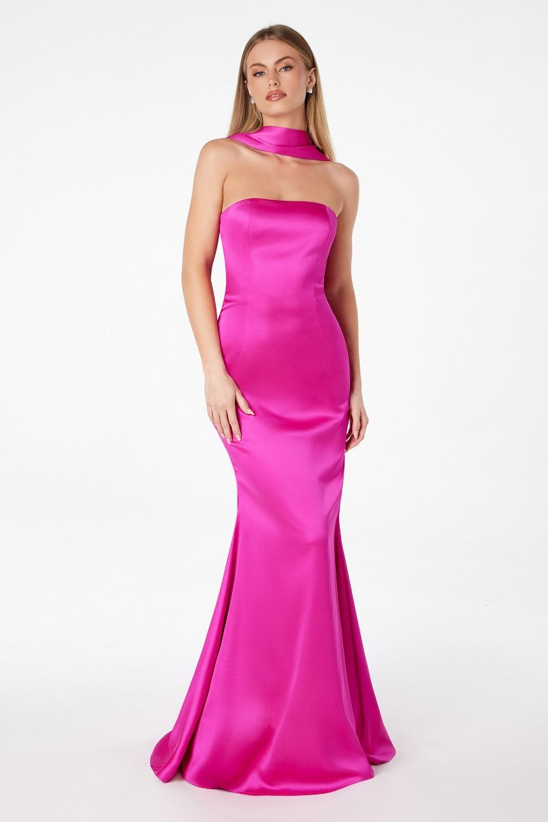 Brynn Maxi Dress - Strapless Fitted Satin Formal Gown for Women | Perfect for Weddings, Prom, Evening Parties & Special Occasions