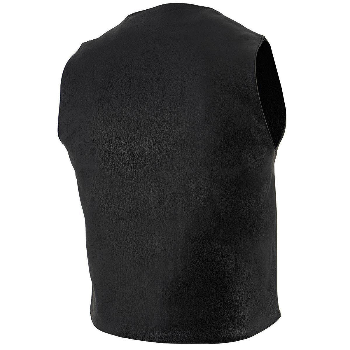 Milwaukee LKM3702 Men's Black Western Style Leather Motorcycle Vest with Buffalo Snaps - Durable Biker Jacket for Riding, Motorcycle Events & Casual Wear