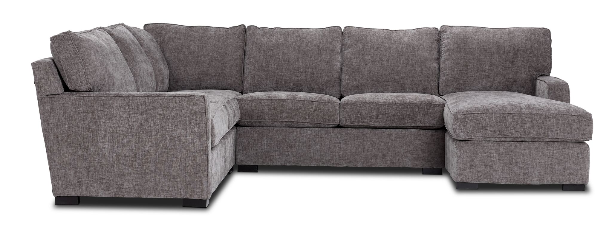 Charlotte 4-Piece Sectional Sofa with Right-Facing Chaise in Pewter Gray - Perfect for Living Rooms, Family Rooms & Home Theaters