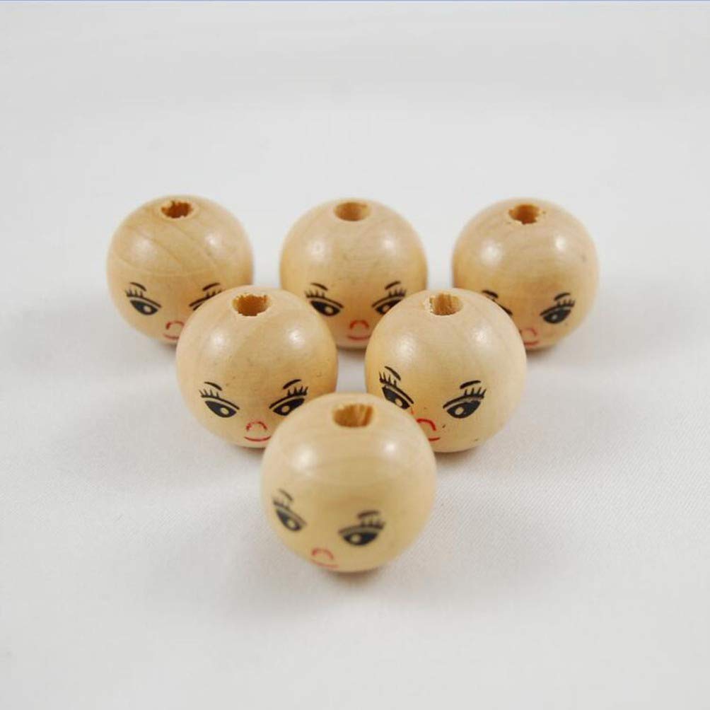 100pcs 14mm Round Natural Wood Beads with Smile Face - DIY Jewelry Making Supplies for Bracelets, Necklaces & Macrame Crafts - Perfect for Handmade Gifts, Party Decorations and Boho Home Decor