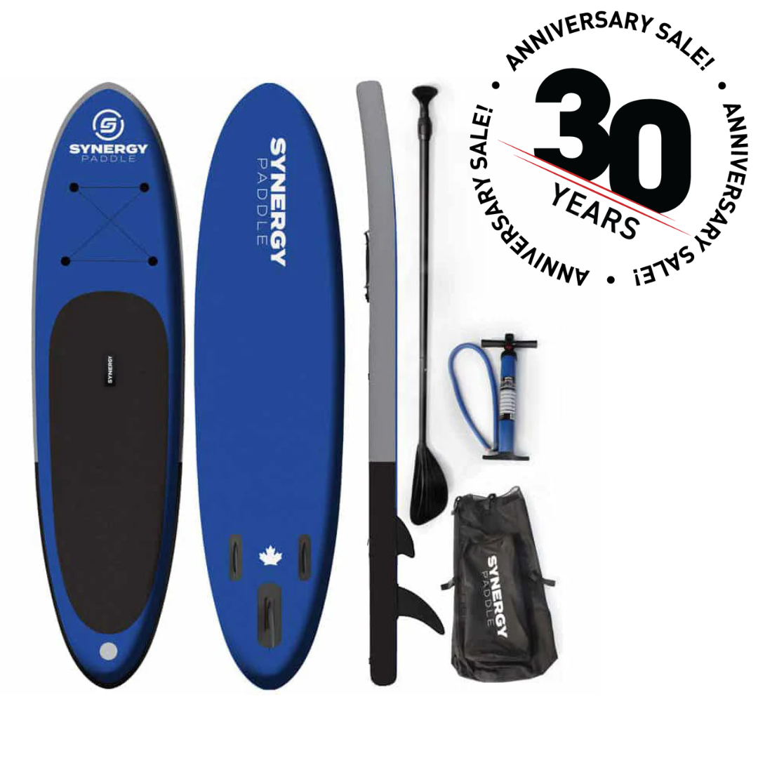 Synergy 10'6 Inflatable Stand Up Paddle Board (SUP) - Blue/Red - Durable & Lightweight for All Skill Levels - Perfect for Yoga, Fishing & Family Fun on Lakes & Oceans