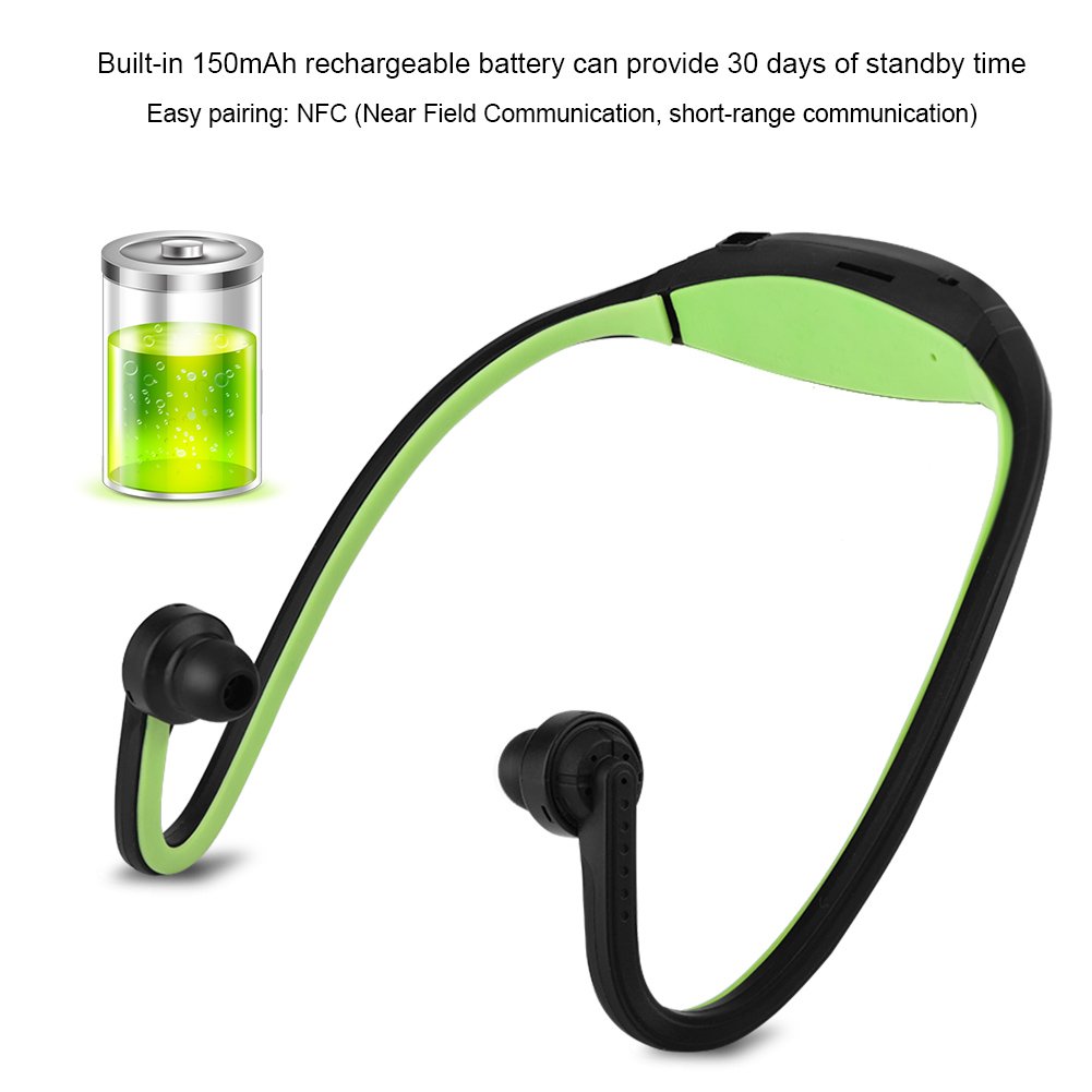 Wireless Bluetooth Headphones with Mic - Sports Neckband Earphones, Bluetooth 4.1 Stereo Headset with TF Card Slot & Hands-Free Calling (Green) - Perfect for Running, Gym Workouts & Commuting