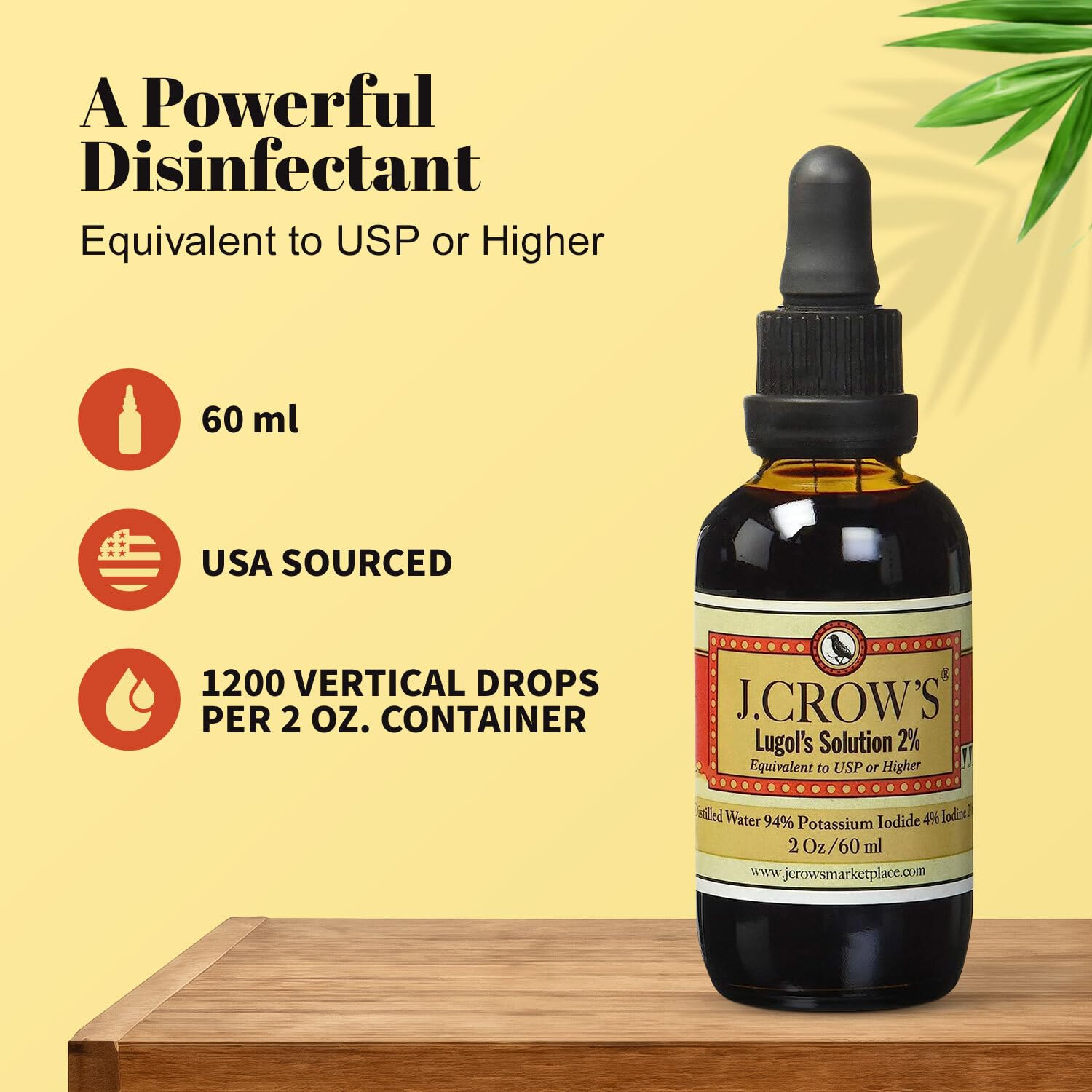 Premium J.CROW'S® Lugol's Iodine Solution 2% (2oz, 12 Bottles) - Natural Potassium Iodide Liquid for Thyroid Support & Energy Boost | Gluten-Free, Alcohol-Free, No Expiration | Ideal for Thyroid Health, Survival Kits & Emergency Preparedness