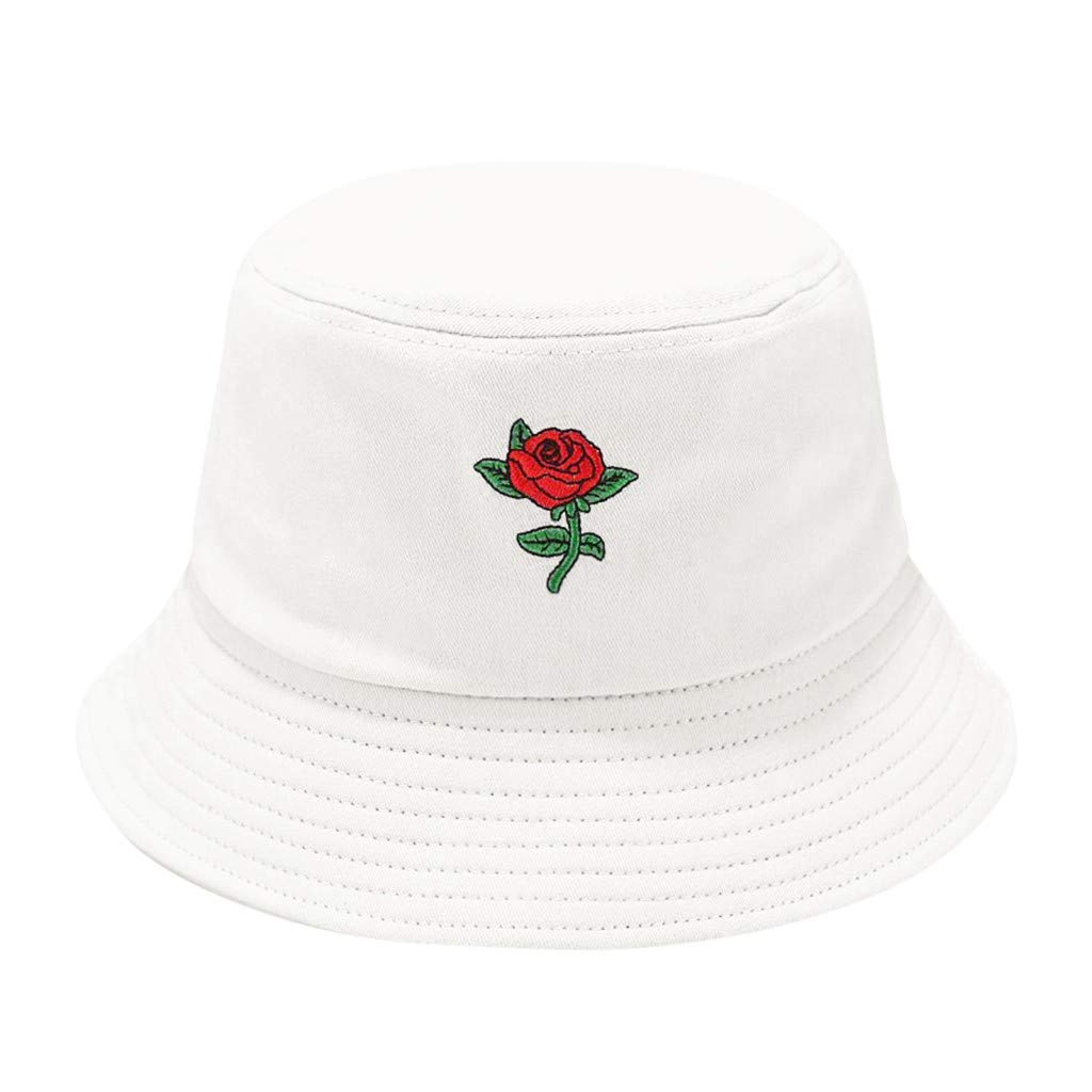 XUETON Unisex Bucket Hat for Men & Women - Rose Print Fisherman Hat with UPF Sun Protection, Breathable Summer Outdoor Cap for Beach, Travel, Hiking & Casual Wear