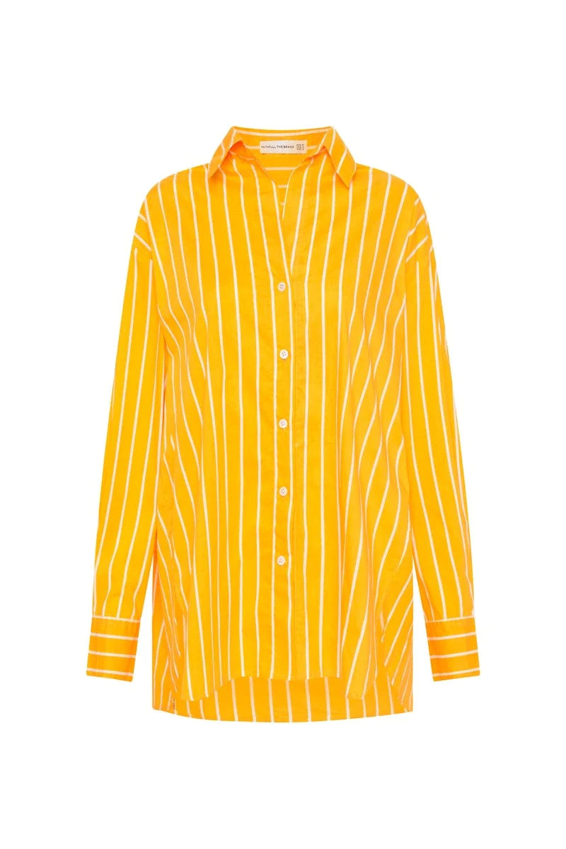 Daija Shirt - Adia Stripe Citrus Print Women's Casual Top | Summer Beachwear & Vacation Outfit