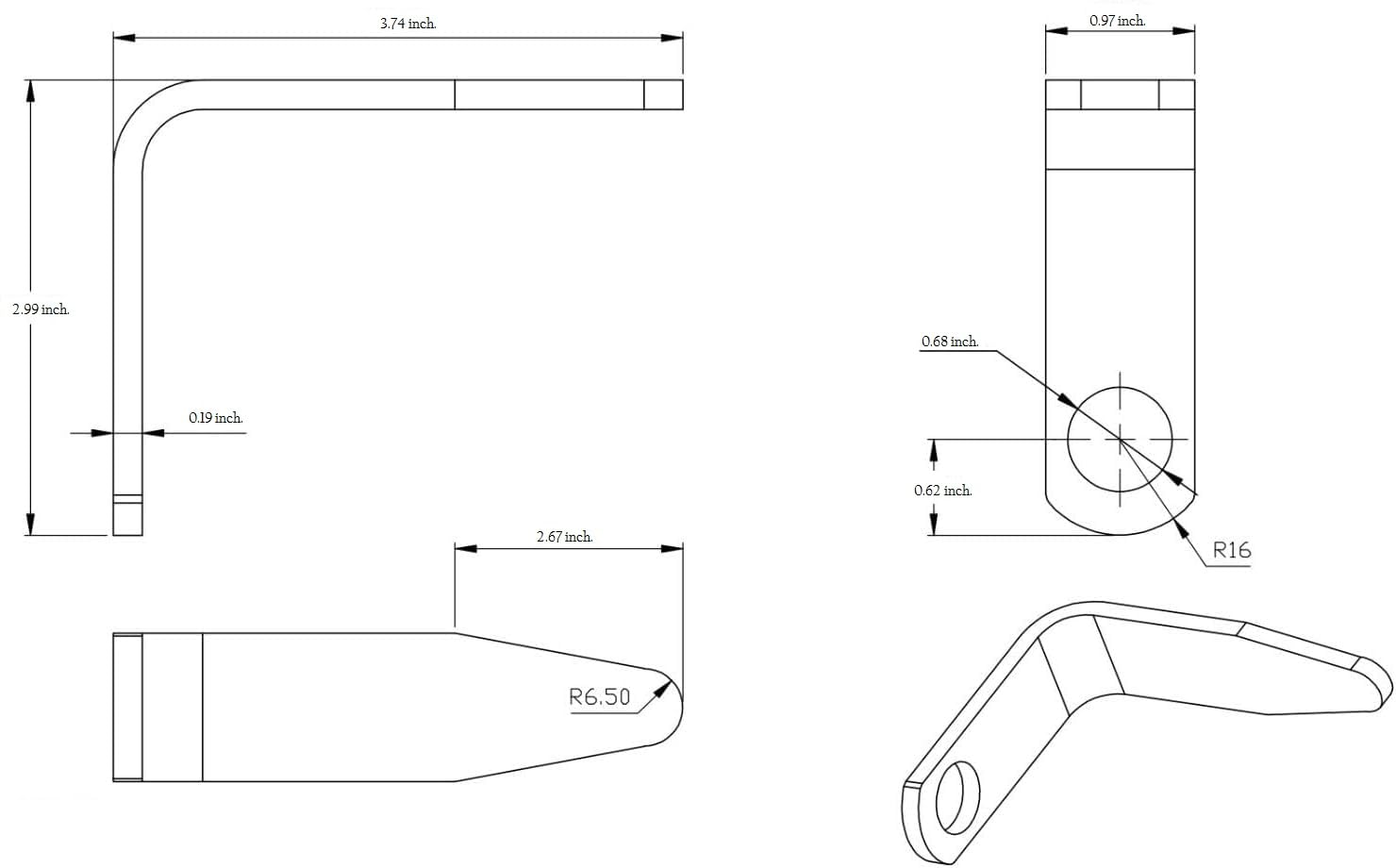 3/8 Inch L-Shaped Large Rafter Hook for Nail Guns - Heavy Duty 3/8in NPT Air Fitting with Teeth Washer & Flat Washers - Perfect for Framing, Roofing, and Construction Projects