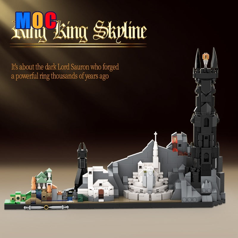800pcs+ MOC Lord of The Rings Architecture Skyline Building Blocks Set - Gobricks Compatible - Perfect for Collectors, DIY Home Decor & LOTR Fans Gift