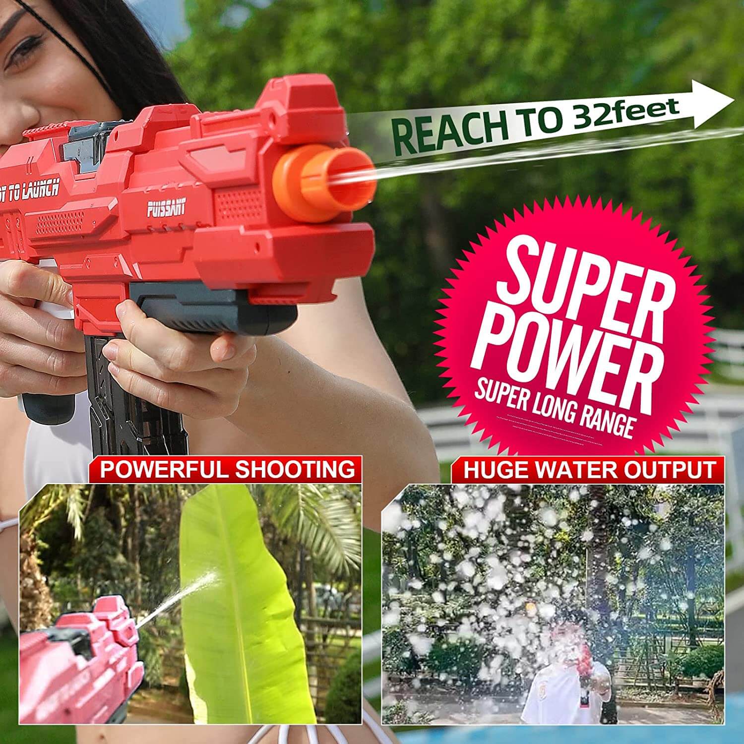 996 Electric Water Suction High Pressure Water Gun - Long Distance Outdoor Water Blaster for Kids & Adults - Perfect for Summer Backyard Fun, Pool Parties, and Water Fights