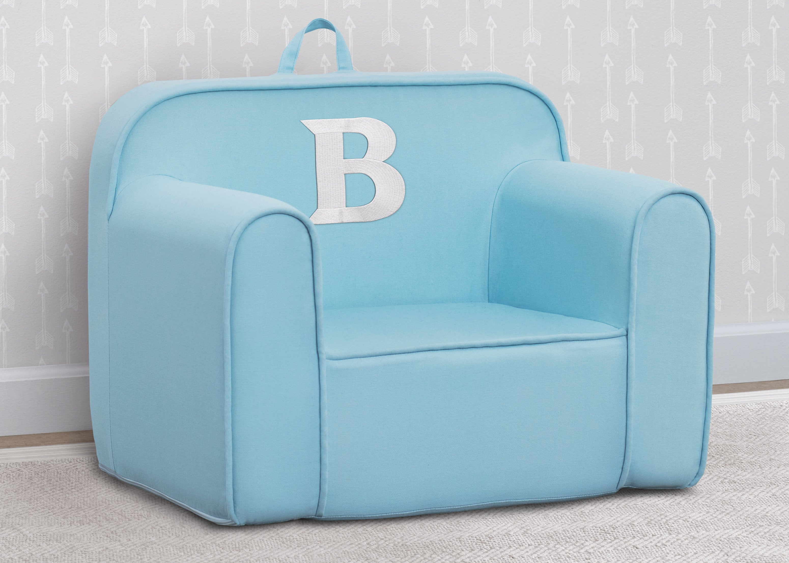 Personalized Monogram Light Blue Cozee Chair - Custom Plush Recliner for Living Room, Nursery & Office - Cozy Reading & Relaxation Seat