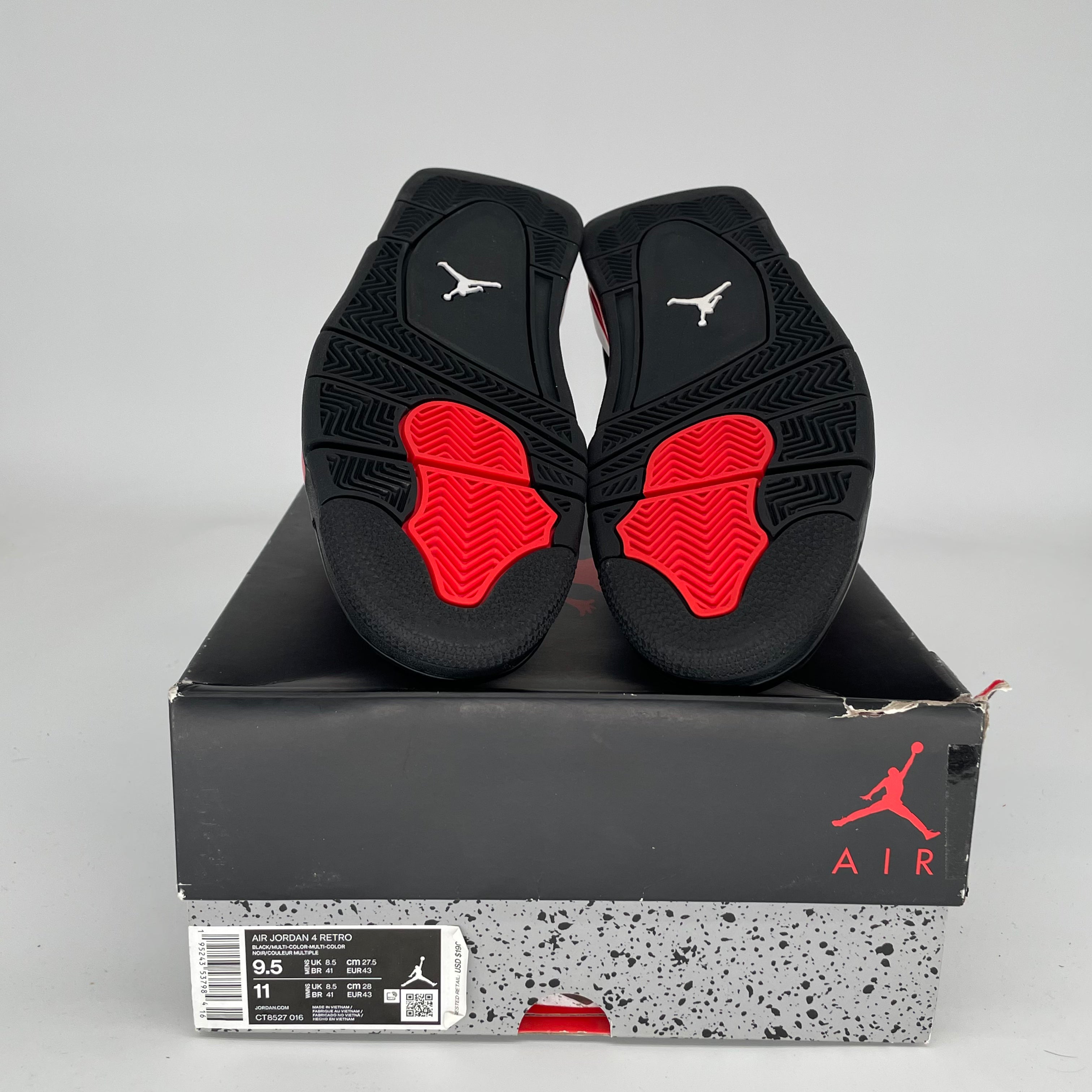 AIR JORDAN 4 Retro Red Thunder Men's Basketball Shoes Size 9.5 - Style CT8527-016 | Authentic Sneakers for Sports, Streetwear & Casual Fashion