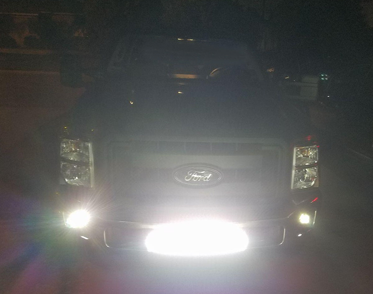 144W 25 LED Light Bar with Lower Bumper Brackets & Wiring Harness for 2011-2016 Ford F250 F350 Super Duty - Off-Road, Fog Lights, Night Driving, Truck Accessories