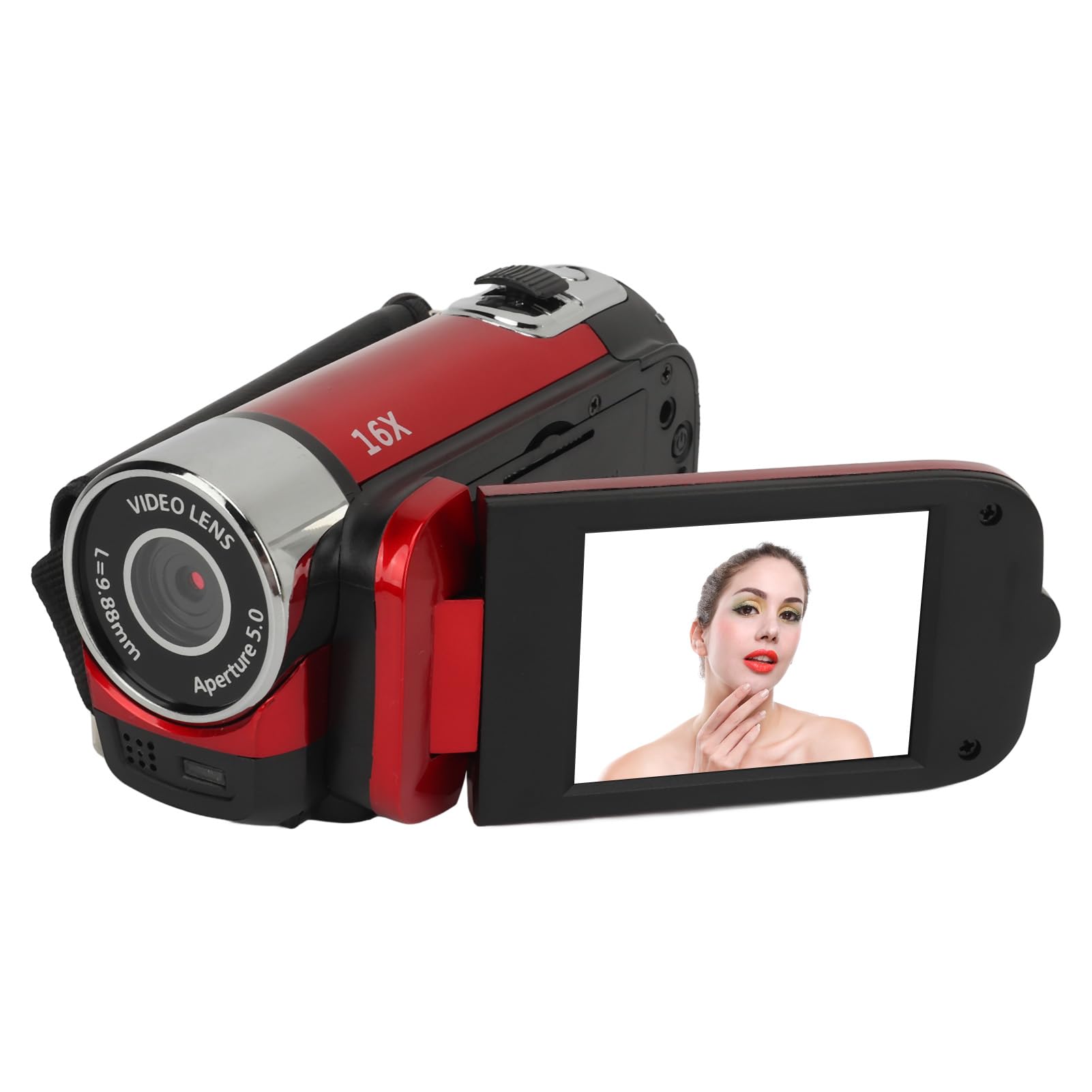 Plyisty Kids Video Camera - 1080P HD 16MP Digital Camcorder with 16X Zoom, Vlogging Camera for Toddlers, Boys & Girls (Red) - Perfect for Birthday Gifts, Travel Recording & First Photography Experience
