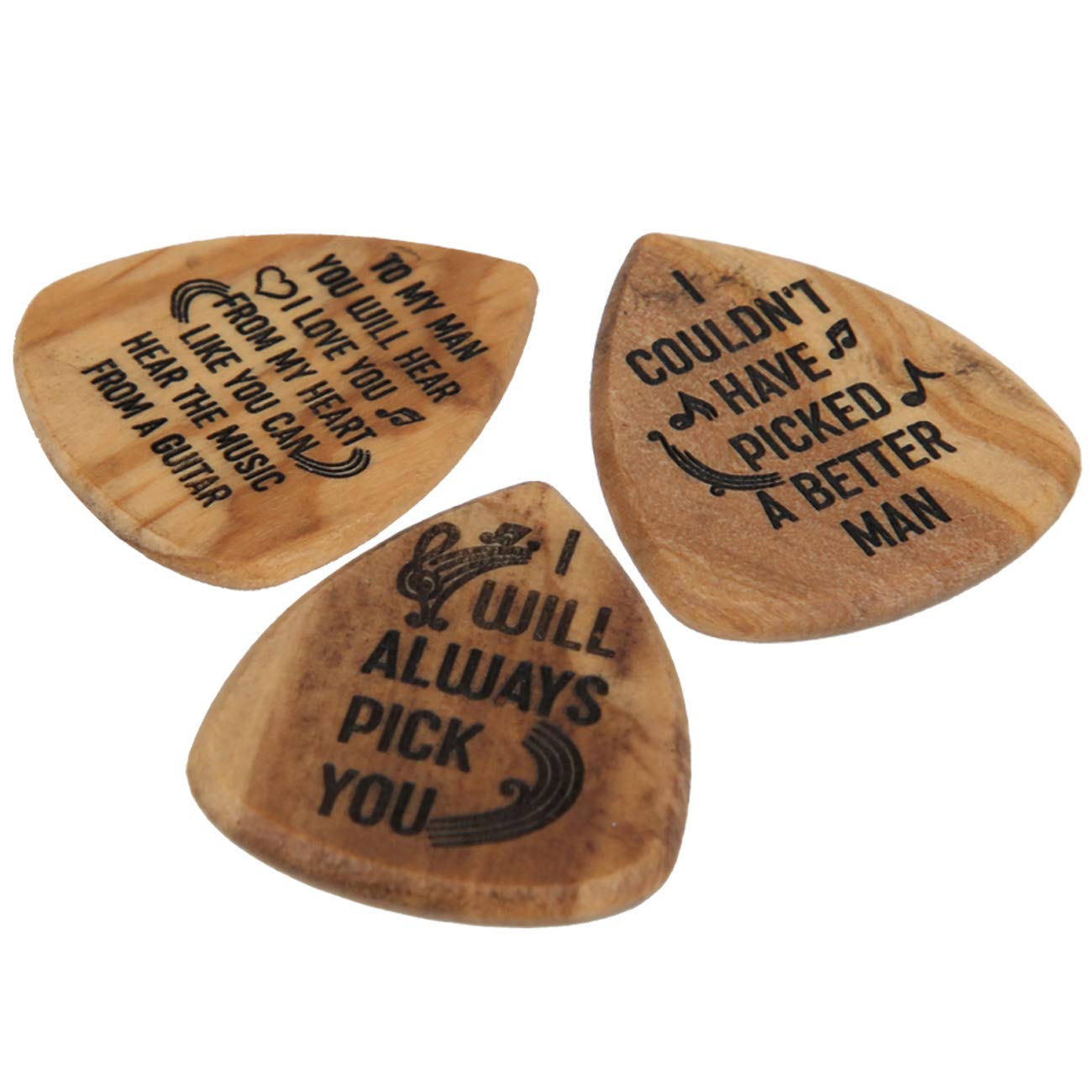 Premium Wooden Guitar Pick Case with 3 Plectrums - Compact Storage Box for Guitar Accessories | Perfect for Musicians, Guitarists & Travel Use