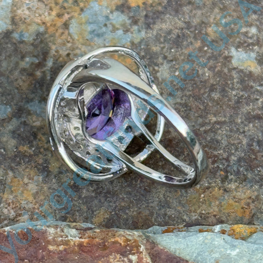 Elegant Sterling Silver Ring with Purple & White Cubic Zirconia - Size 8 | Perfect for Weddings, Anniversaries & Special Occasions