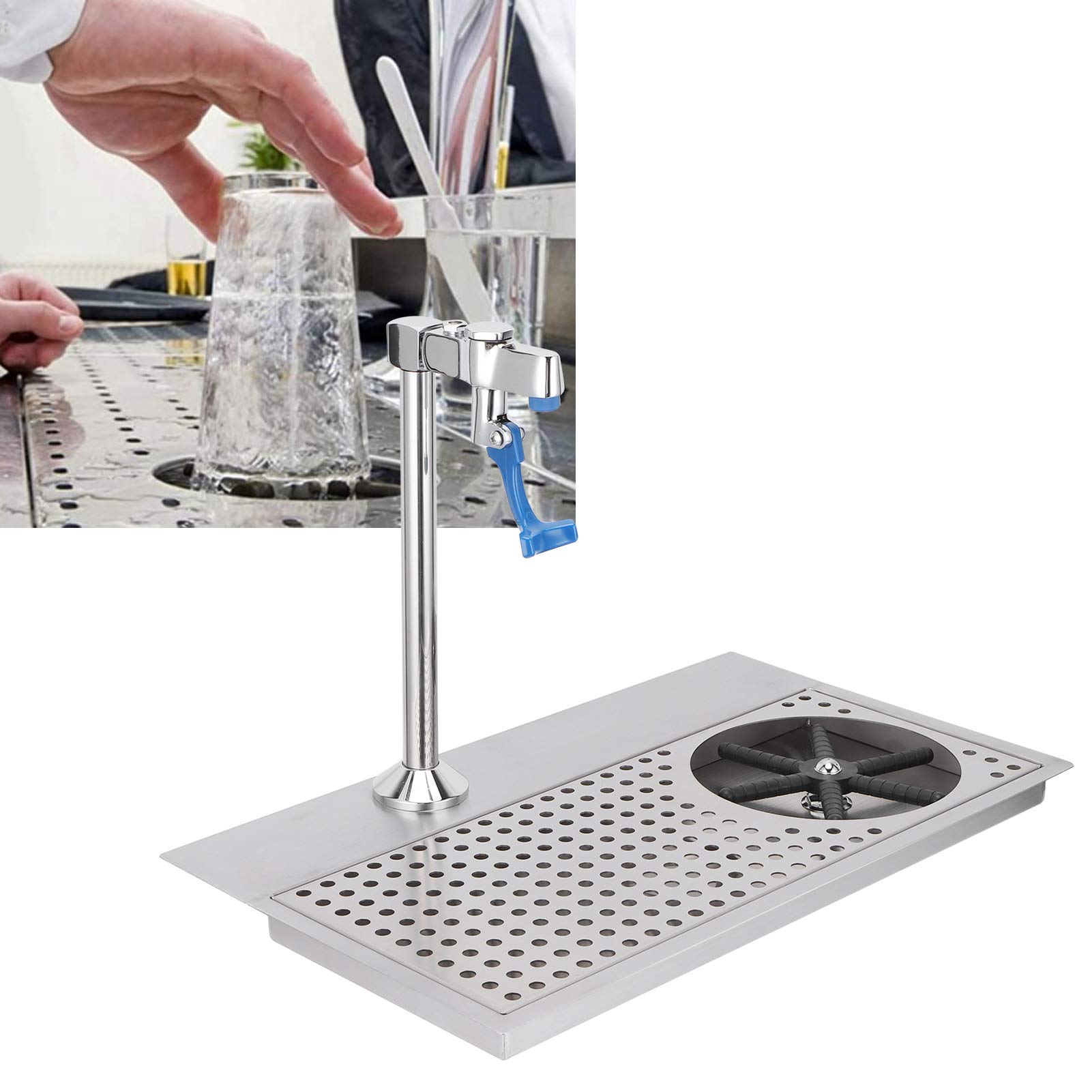 Commercial Stainless Steel Glass Rinser with Multi-Angle Water Outlet - Bar Cup Washer with Faucet & Plum Blossom Hex Cup Holder for Hotel, Cafe, Restaurant | Perfect for Cleaning Wine Glasses, Beer Mugs & Barware in Hospitality Settings