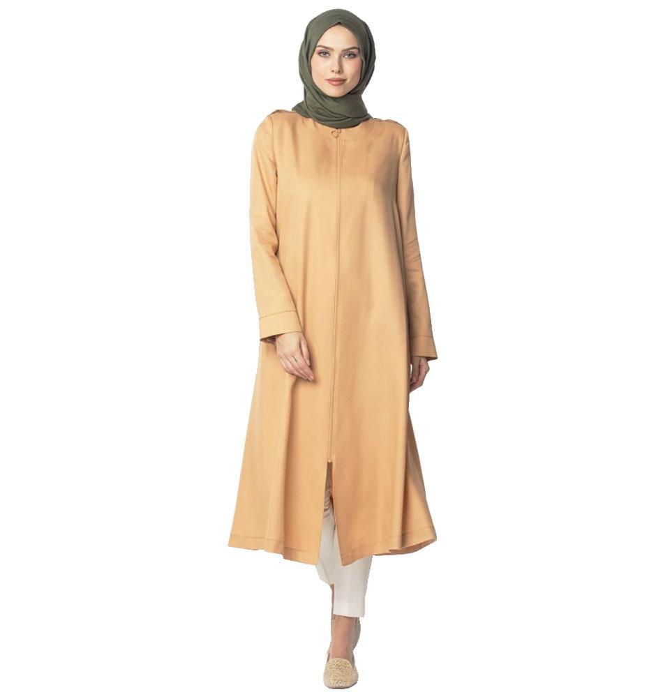 Abaci Modest Topcoat 13397 in Camel Color - Classic Long Coat for Women | Perfect for Office, Formal Events & Winter Outfits