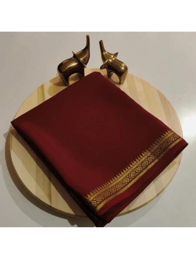 Elegant Maroon Crepe Mysore Silk Saree for Women - Traditional Indian Bridal & Party Wear - Perfect for Weddings, Festivals & Special Occasions