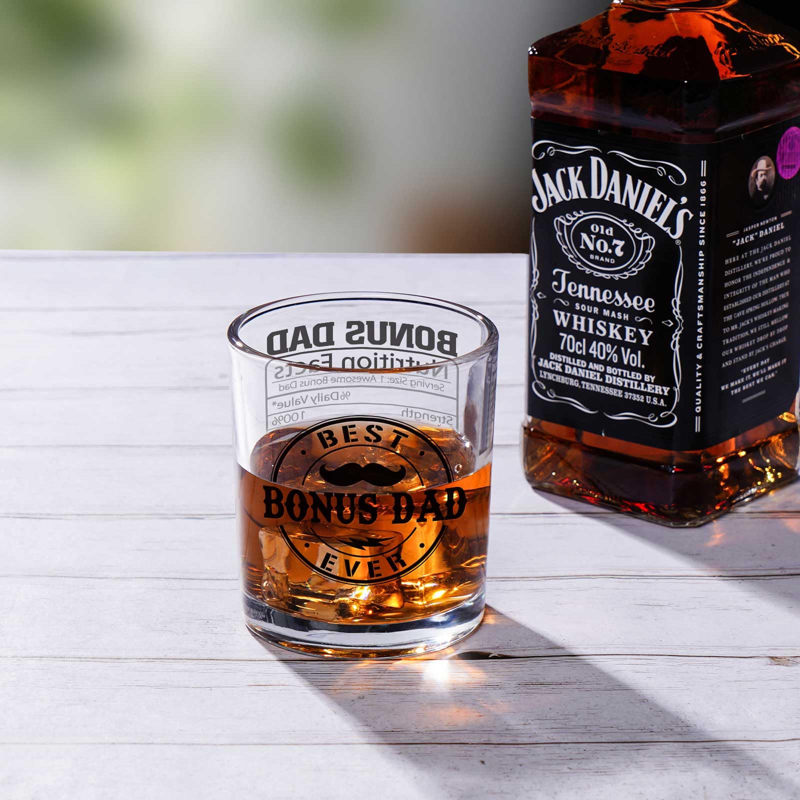 Futtumy Whiskey Glass Gift Set for Step Dad - 10oz Engraved Bonus Dad Glass with Nutrition Facts - Perfect Father's Day, Birthday & Christmas Gifts for Men - Ideal for Whiskey Lovers & Special Occasions