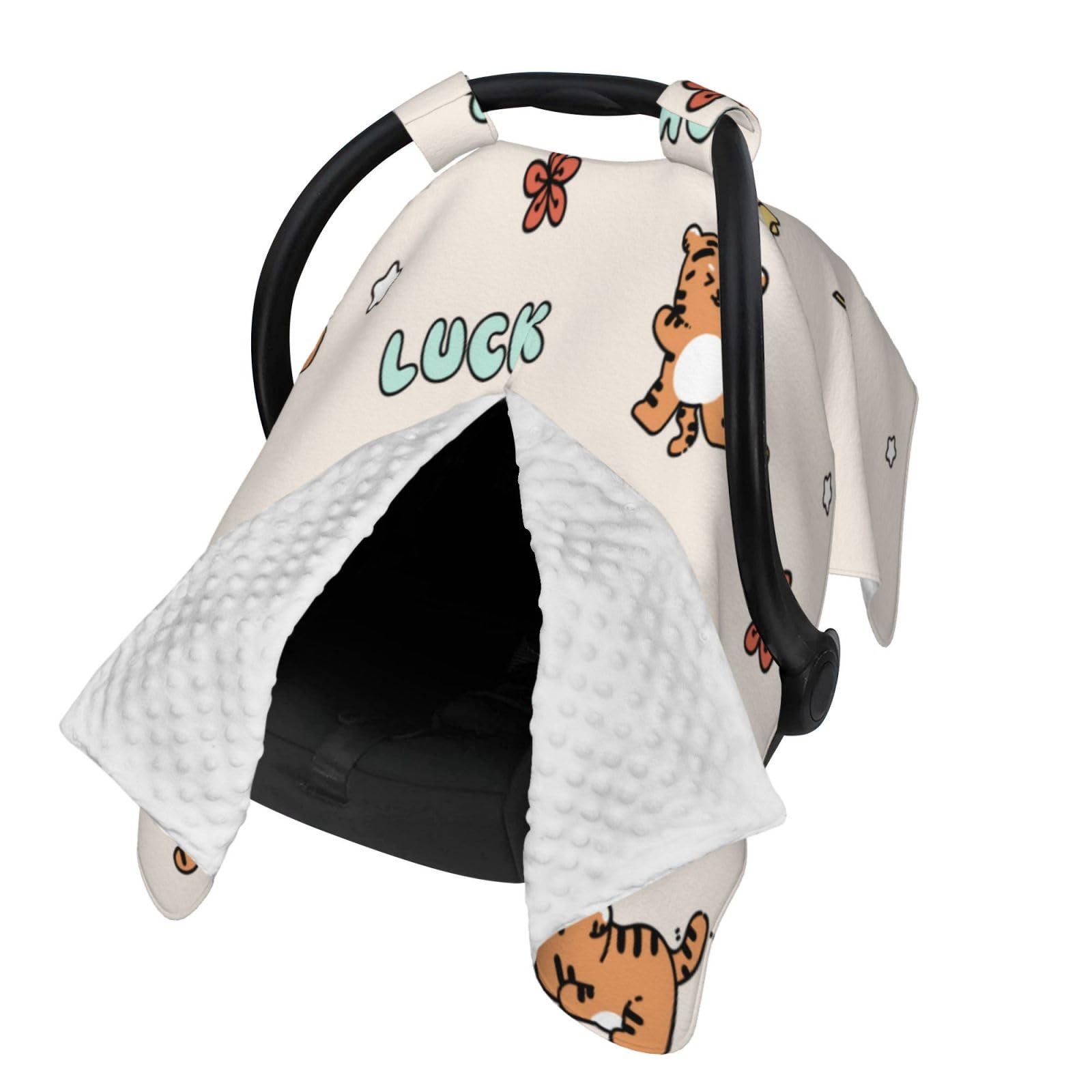 Luck Tiger Baby Car Seat Cover with Peekaboo Opening - Breathable Nursing Car Seat Canopy for Newborns & Infants - Perfect for Travel, Stroller, and Car Rides