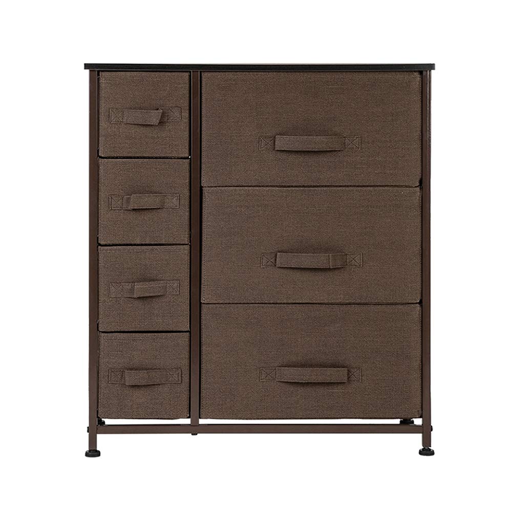 7-Drawer Fuara Dresser with Steel Frame & Wood Top - Bedroom, Closet & Office Storage Organizer with Easy Pull Fabric Bins - Perfect for Small Space Organization & Home Decor (Brown)