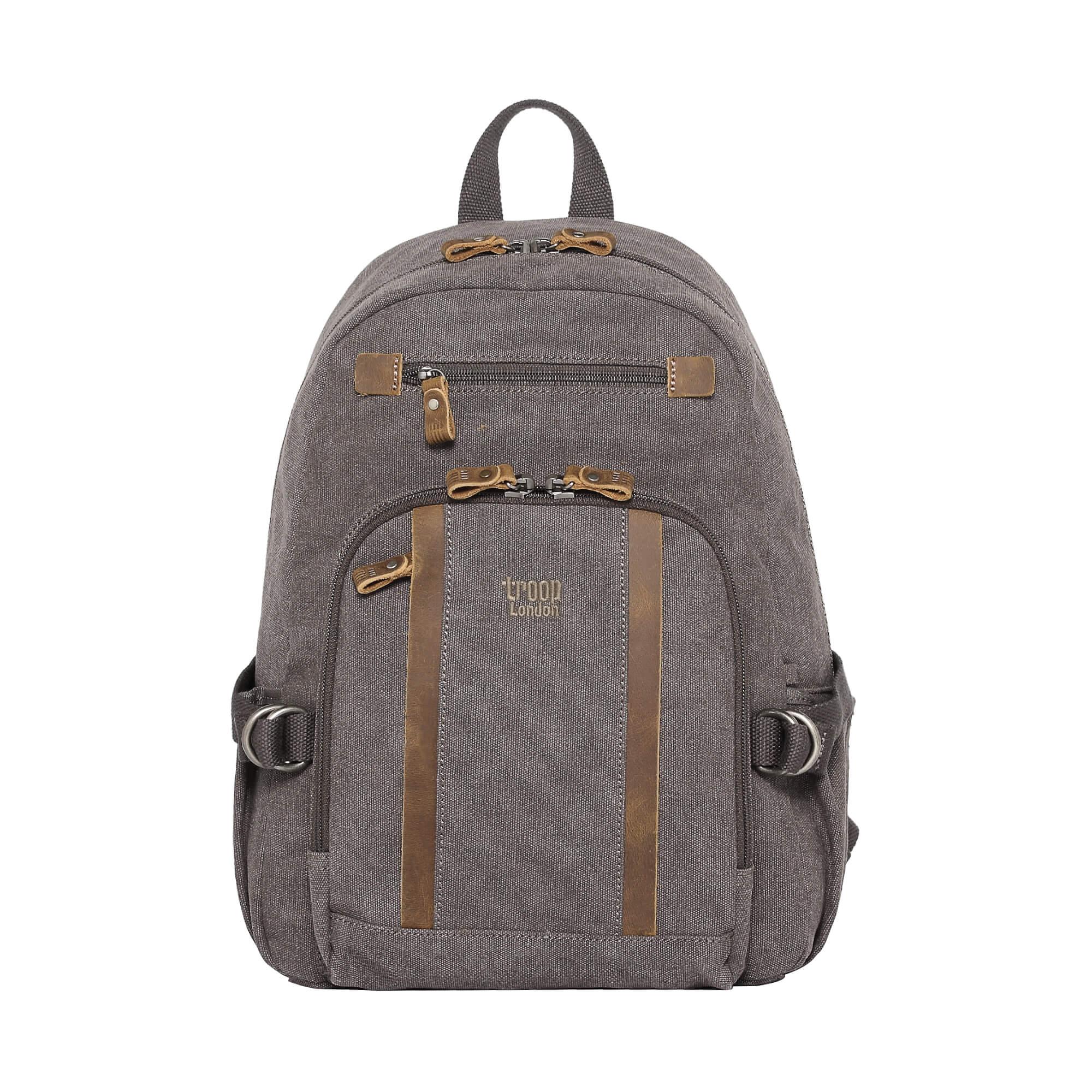TRP0256 Troop London Classic Canvas Backpack - Medium Size Durable School & Travel Backpack for Men & Women - Perfect for College, Commuting & Outdoor Adventures