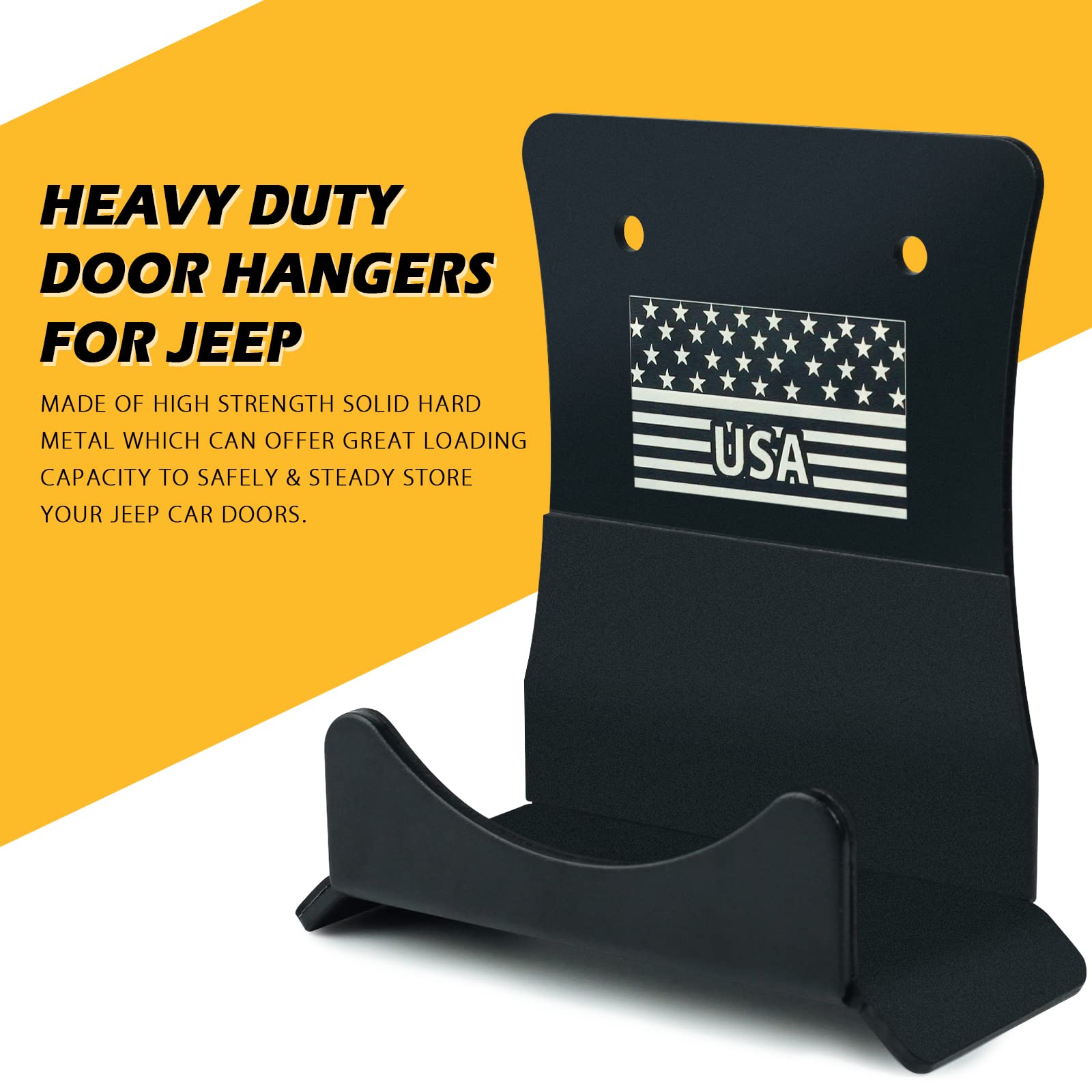 Jeep Wrangler Door Hangers (1956-2024) - 2 Pack Black Wall Mount Storage Brackets for CJ YJ TJ JK JL JT Models | Removable & Durable | Perfect for Garage, Workshop & Off-Road Storage