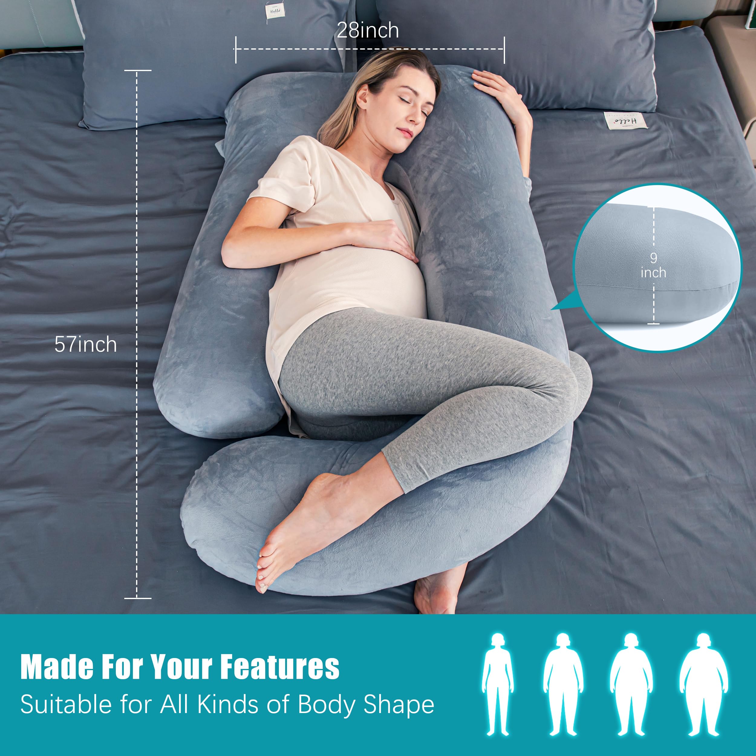 Soft U-Shape Maternity Pillow - Cute Castle Pregnancy Pillow with Removable Cover for Comfortable Sleep