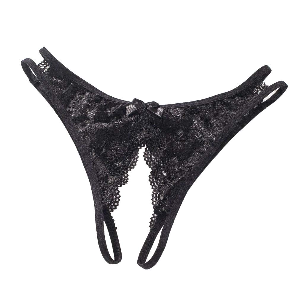 Sexy Open Crotch Lingerie Panties for Women - Silky Soft Underwear Briefs for Girlfriend & Wife - Black - Perfect for Romantic Nights & Special Occasions