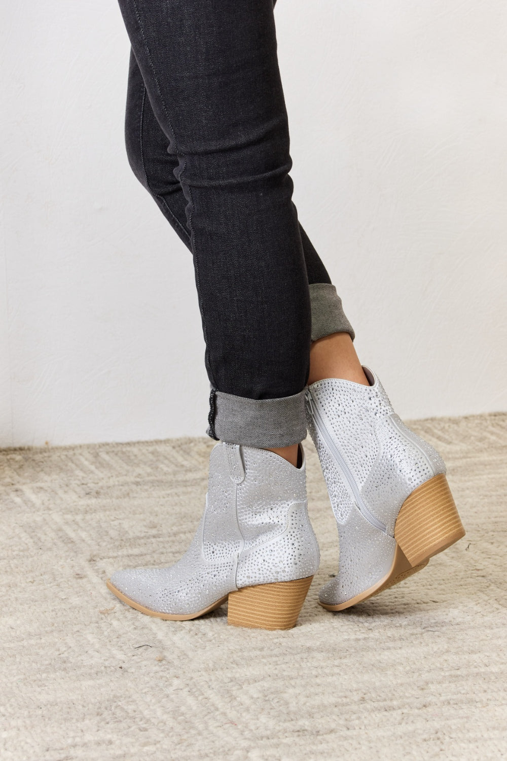 Sparkling Rhinestone Ankle Cowboy Boots for Women - Western Style Fashion Booties with Crystal Decorations | Perfect for Country Concerts, Line Dancing & Cowgirl Outfits