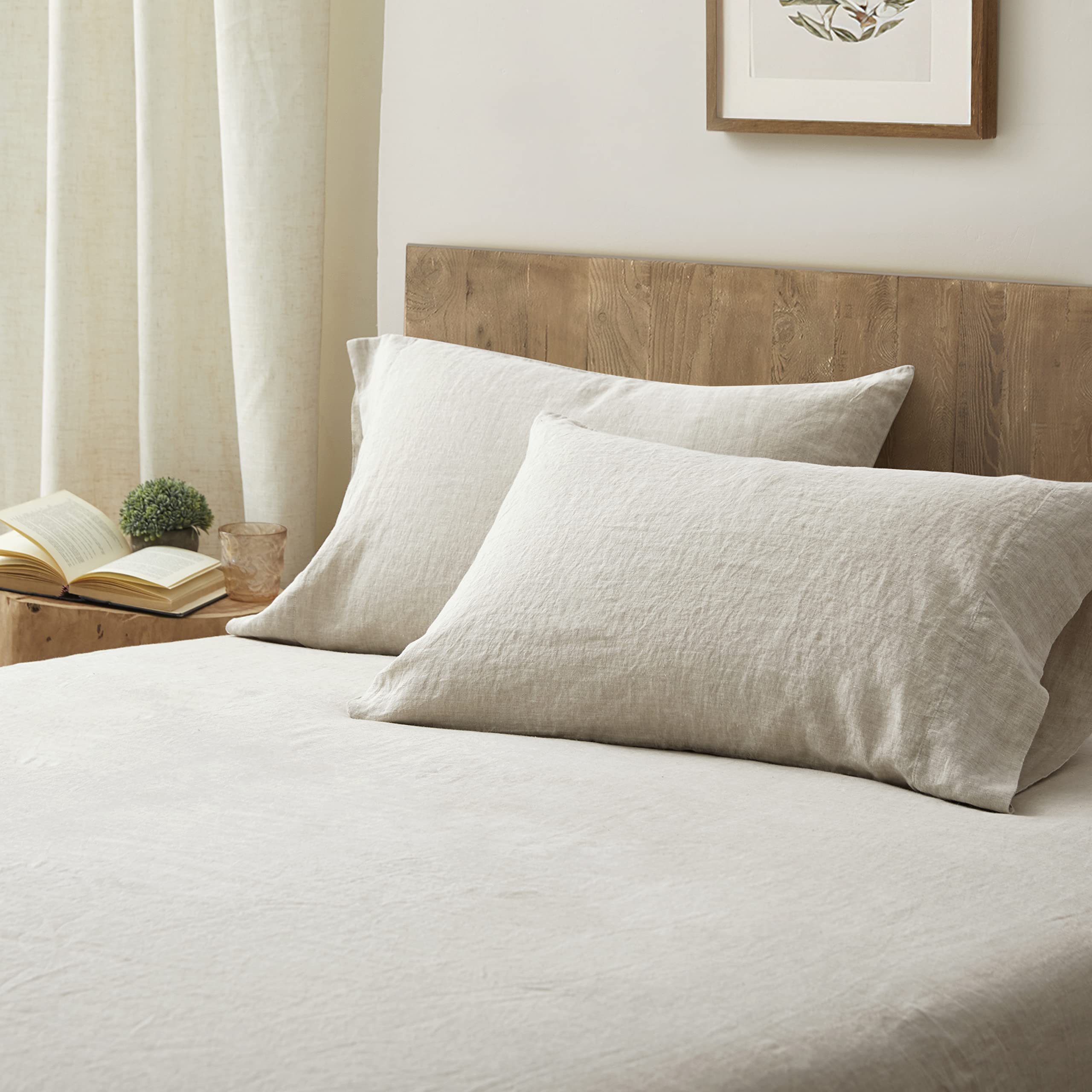ATLINIA 100% Pure Flax Linen Bed Sheets Set King Size - Stone Washed French Linen Bedding for Farmhouse Style (Set of 4: Deep Pocket Fitted Sheet, Flat Sheet & 2 Pillowcases) - Breathable & Durable for All Seasons - Perfect for Home, Hotel, and Vacation Rental Bedrooms