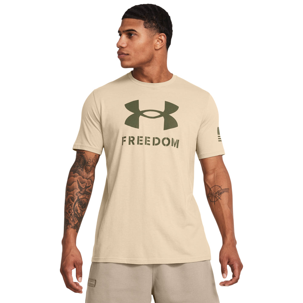 Under Armour Men's Freedom Logo T-Shirt - Moisture-Wicking, Breathable Workout Tee for Gym, Running & Casual Wear