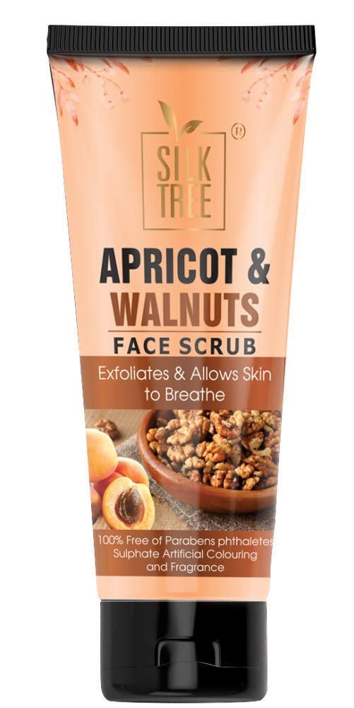 SILKTREE Apricot & Walnut Face Scrub - 100g Natural Exfoliator for Oily & Normal Skin, Brightening & Tan Removal - Daily Skincare Routine for Glowing Complexion