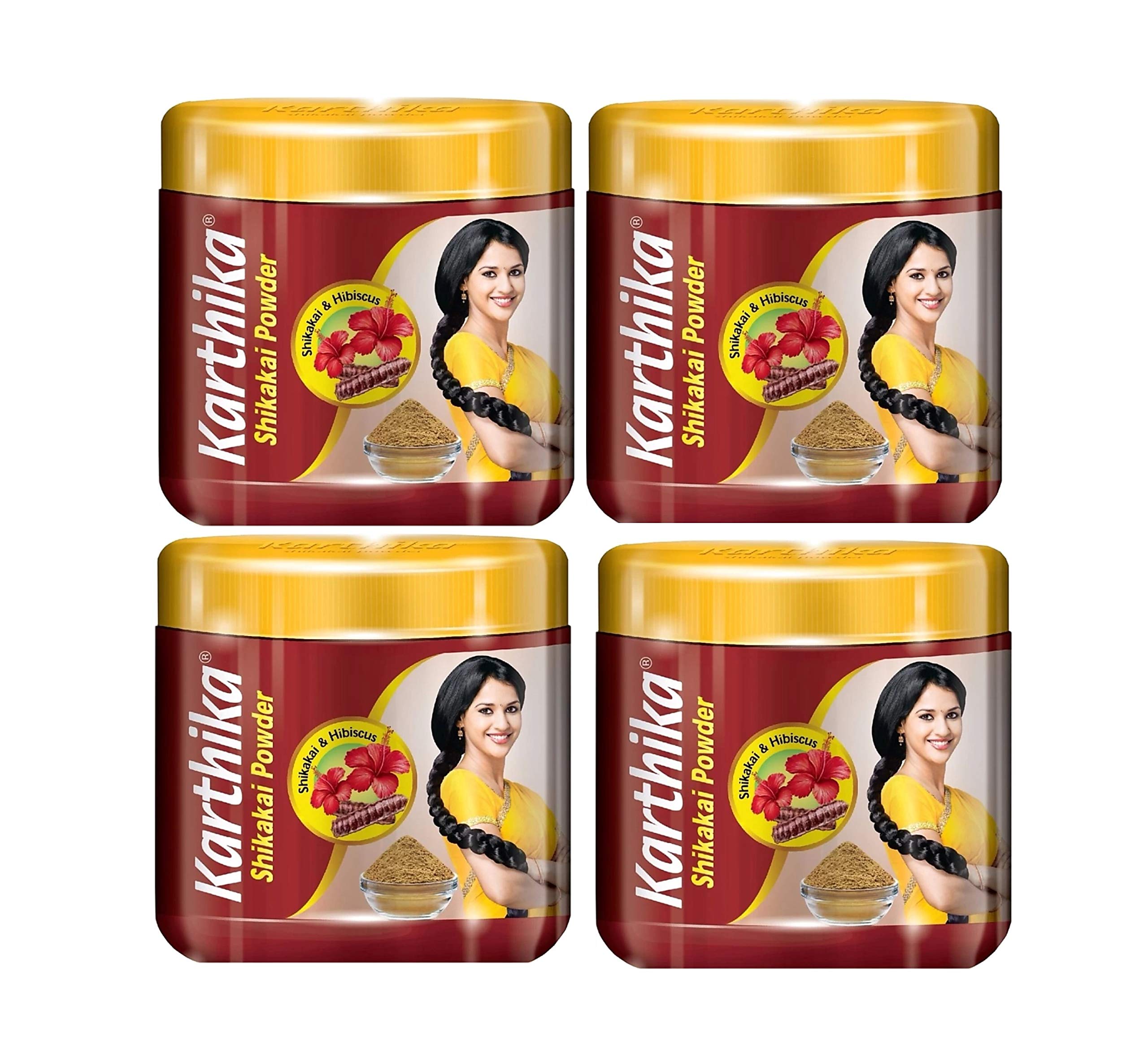 Karthika Shikakai Powder for Hair Growth & Scalp Care - 180g (Pack of 4) | Ayurvedic Herbal Shampoo | Natural Hair Cleanser for Shiny, Strong Hair - Perfect for Daily Hair Wash & Scalp Treatment