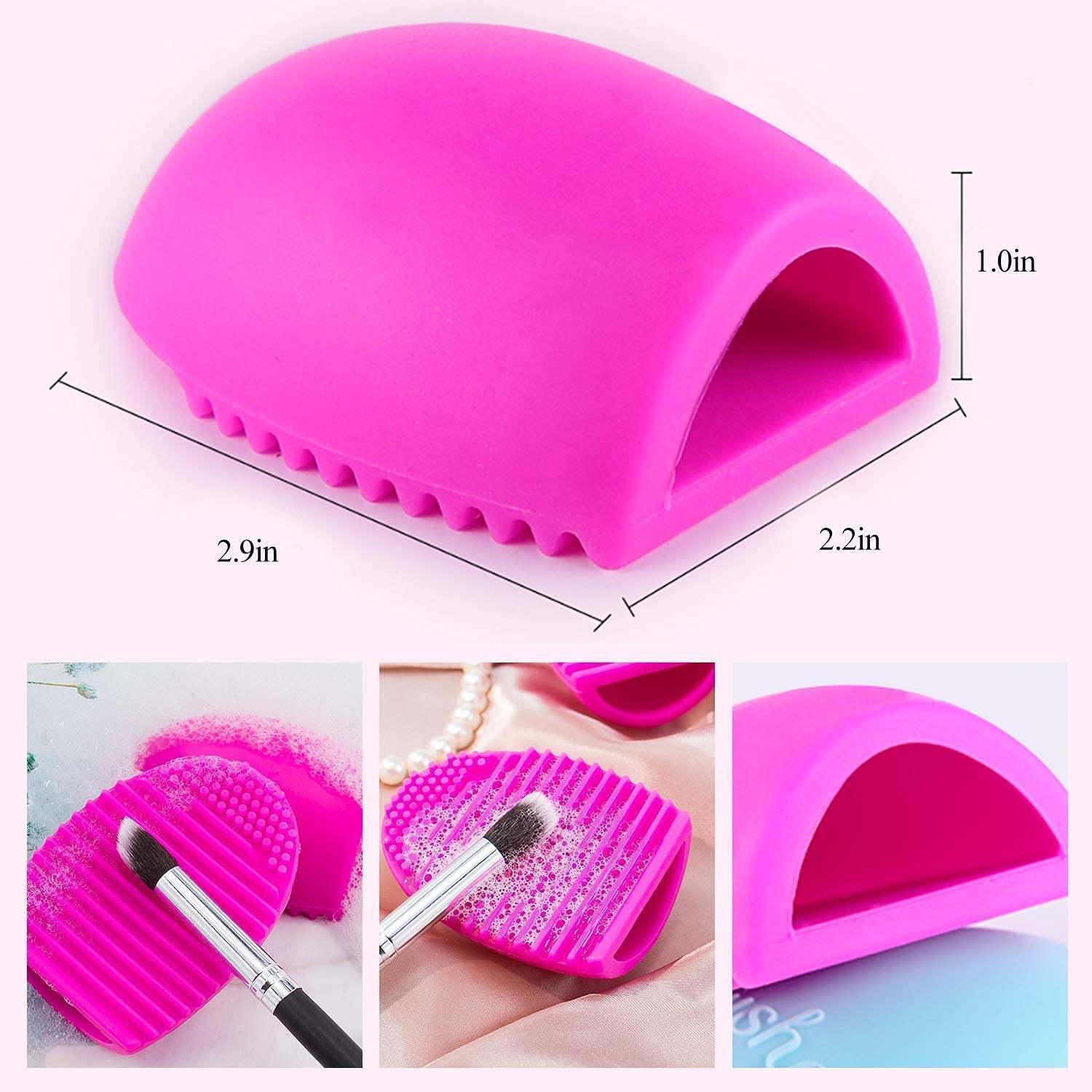 Premium Silicone Makeup Brush Cleaning Pad - Eco-Friendly Makeup Brush Cleaner Tool for Foundation, Eyeshadow & Blush Brushes | Perfect for Home & Professional Makeup Artists (Pink)