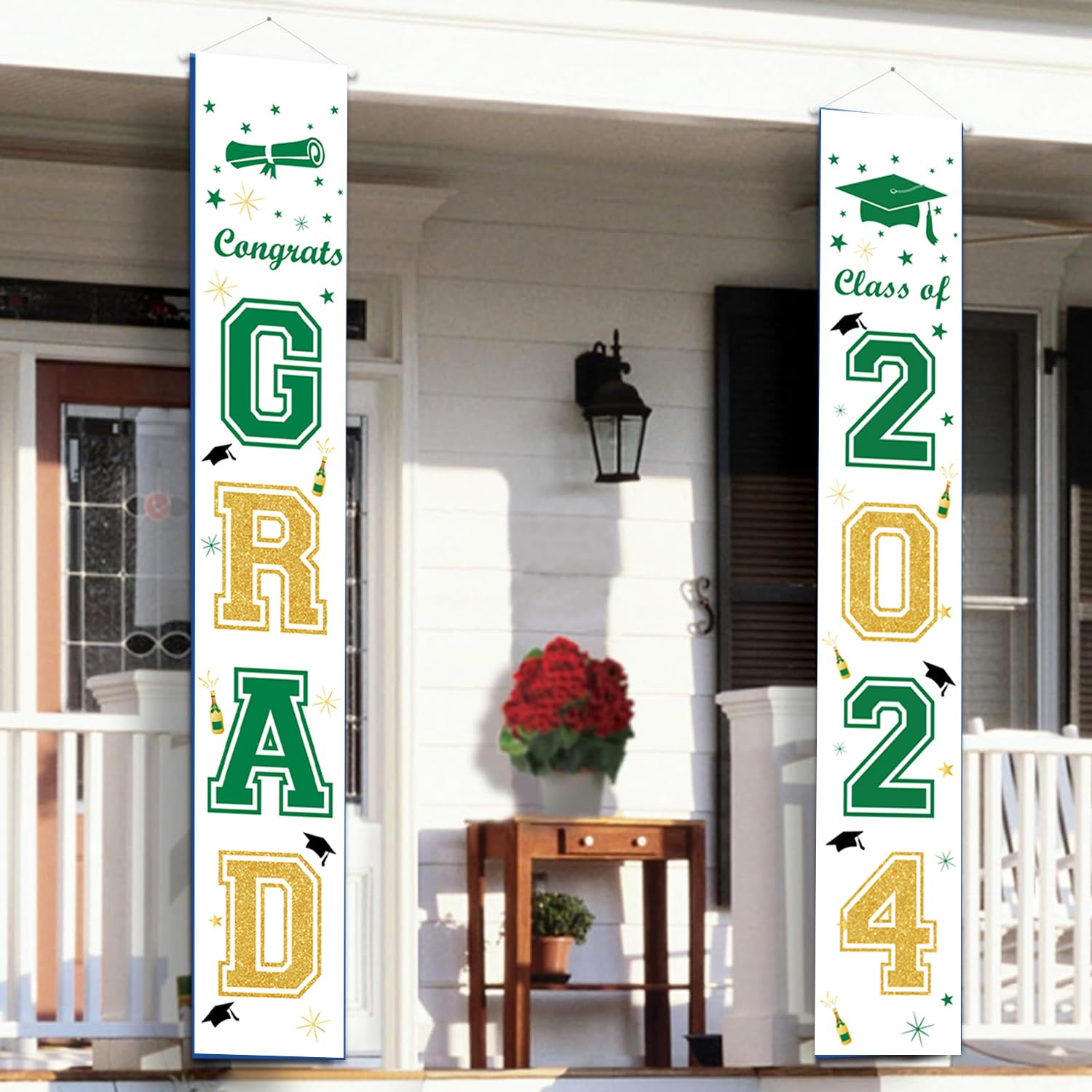 2024 Graduation Party Decorations - Green & Gold Balloons, Banners, Yard Signs for Class of 2024 | Perfect for Graduation Ceremonies, Backyard Parties & Photo Backdrops