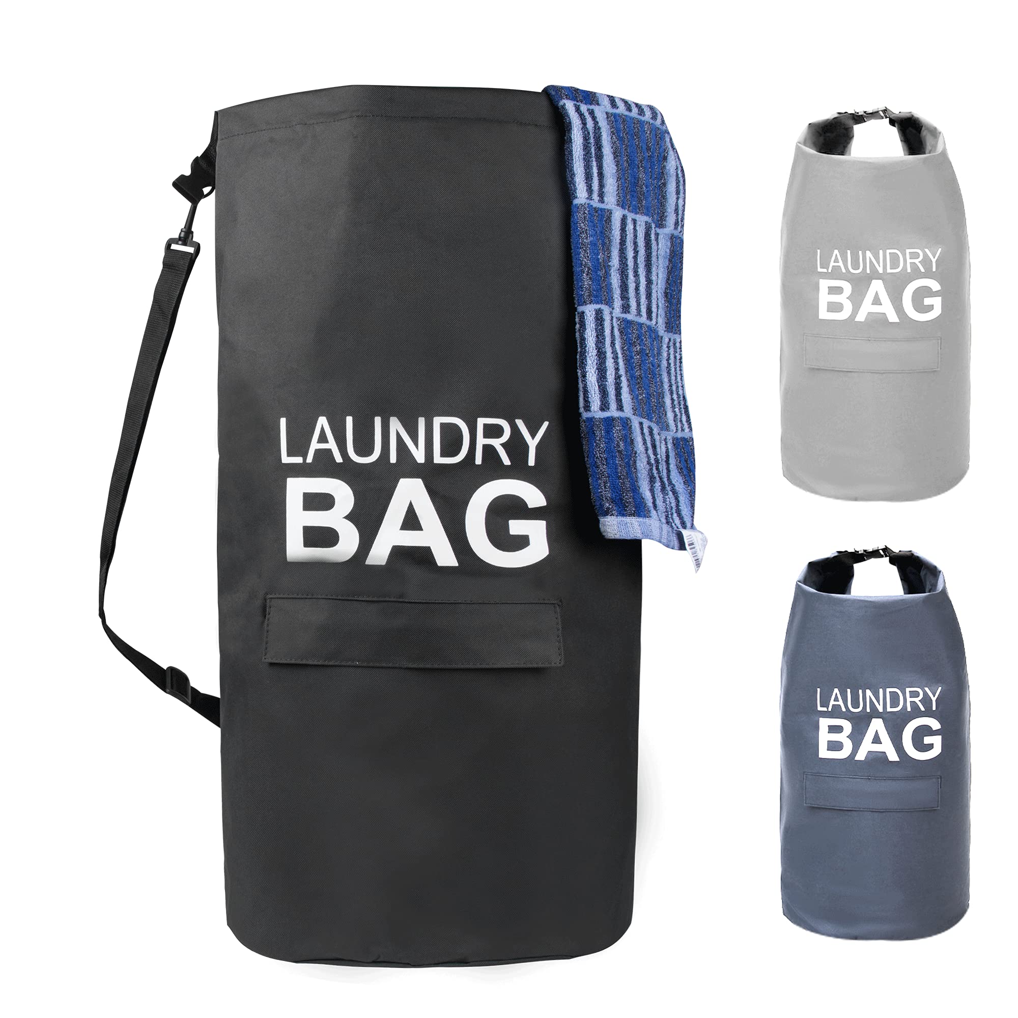 Ansamly 71L Heavy Duty Laundry Bag Backpack with Adjustable Shoulder Straps & Storage Pocket - Portable Clothes Hamper for College Dorm, Travel, Laundromat & Apartment Use - Perfect for Laundry Day, Gym Clothes & Dorm Organization (Black)